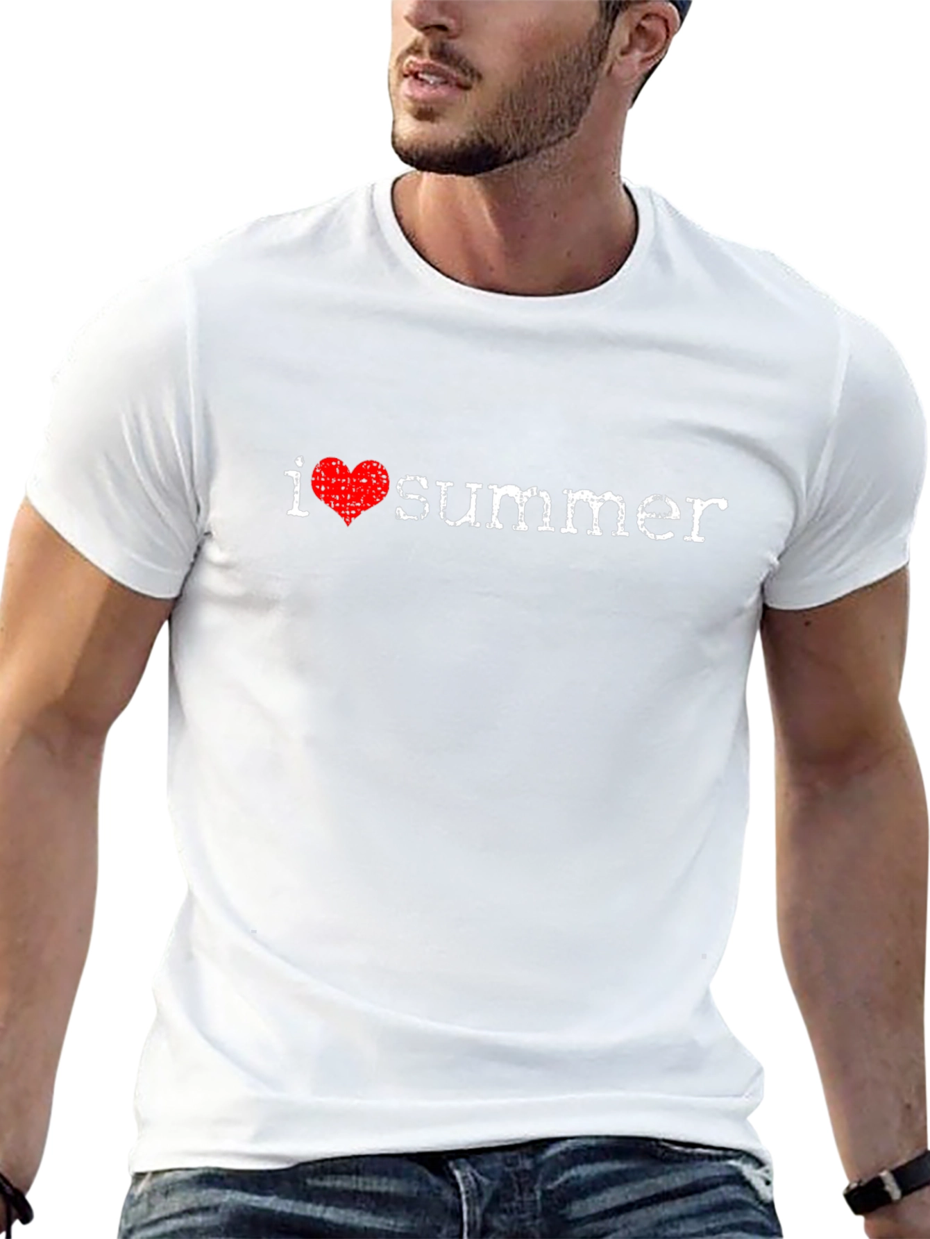 I Heart Summer Black Cotton T-Shirt