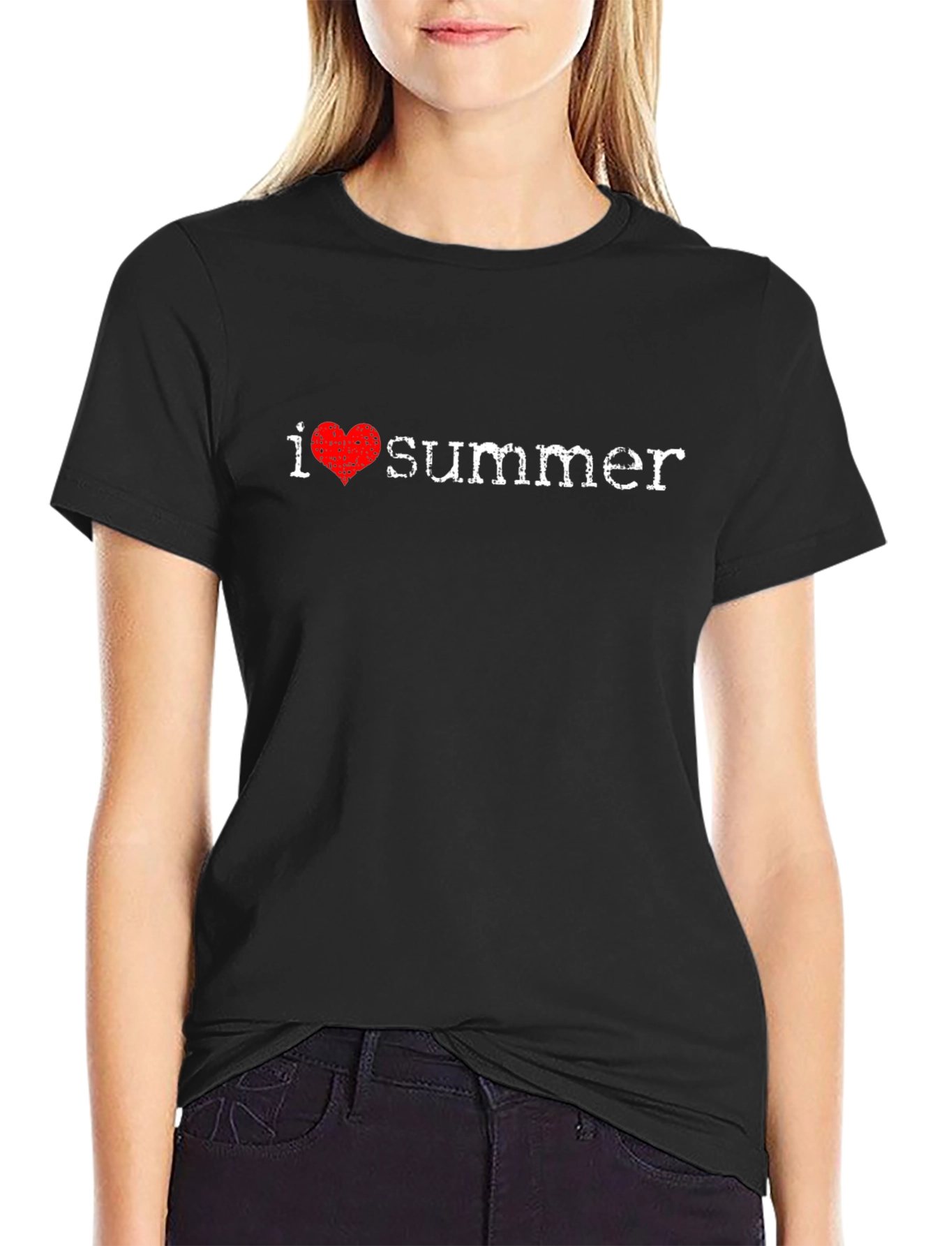 I Heart Summer Black Cotton T-Shirt