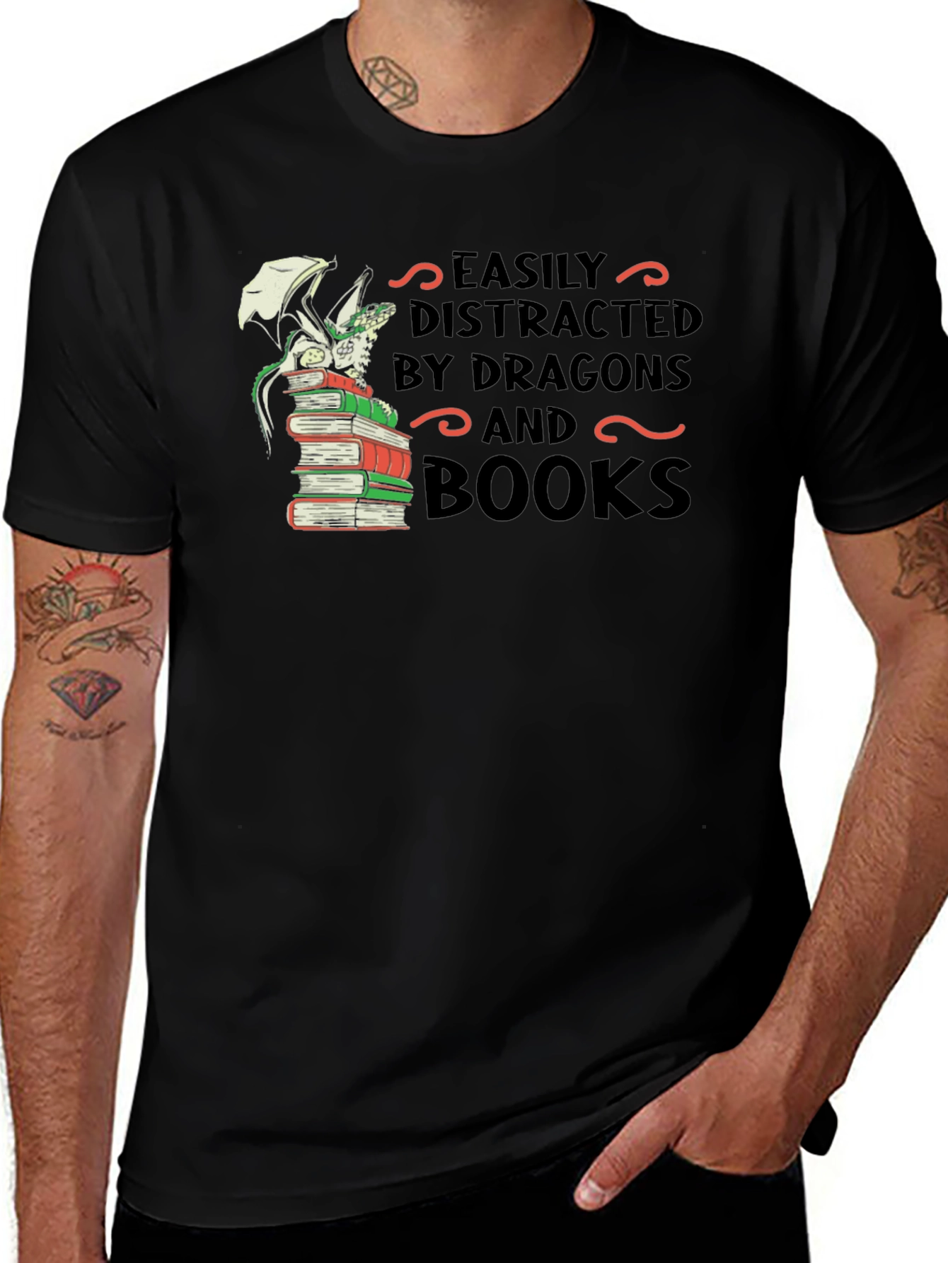 Dragon and Books T-Shirt