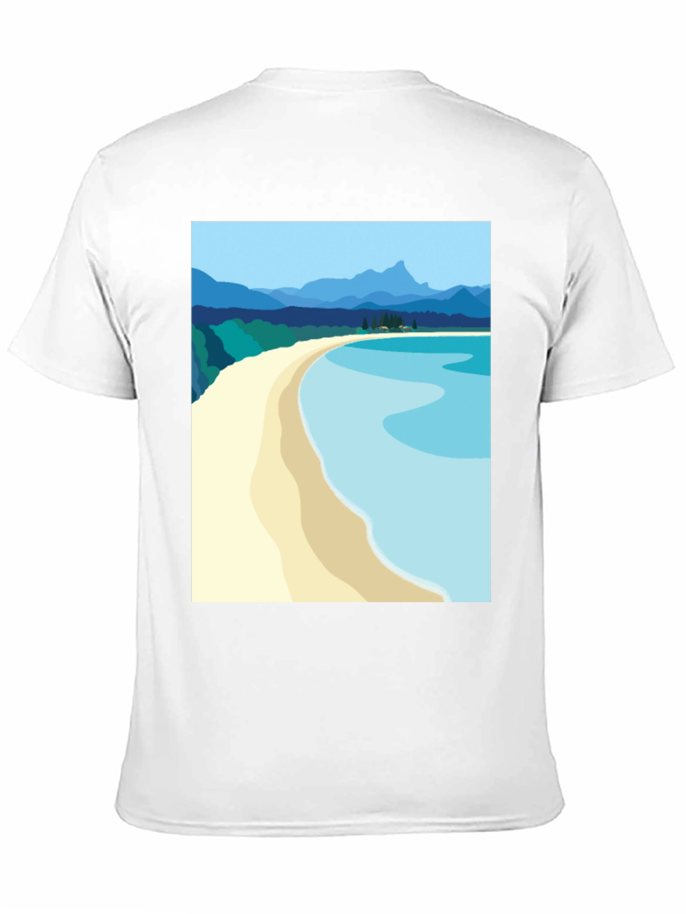 Scenic Beach Graphic Tee - Black Cotton T-Shirt