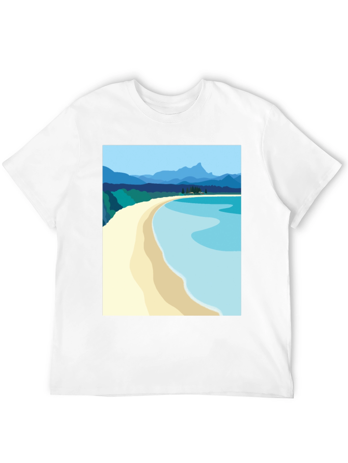 Scenic Beach Graphic Tee - Black Cotton T-Shirt