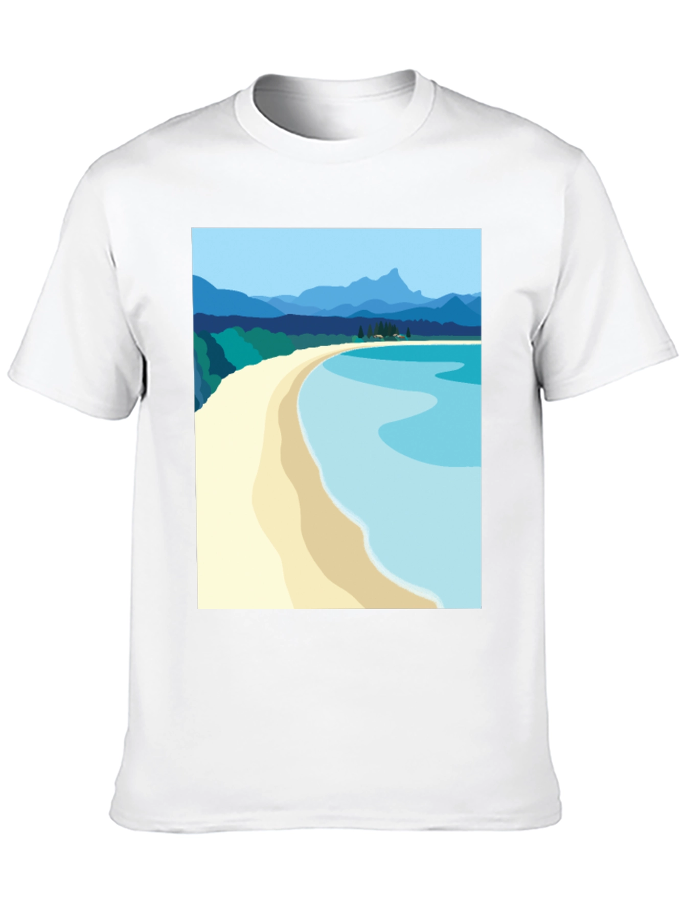 Scenic Beach Graphic Tee - Black Cotton T-Shirt