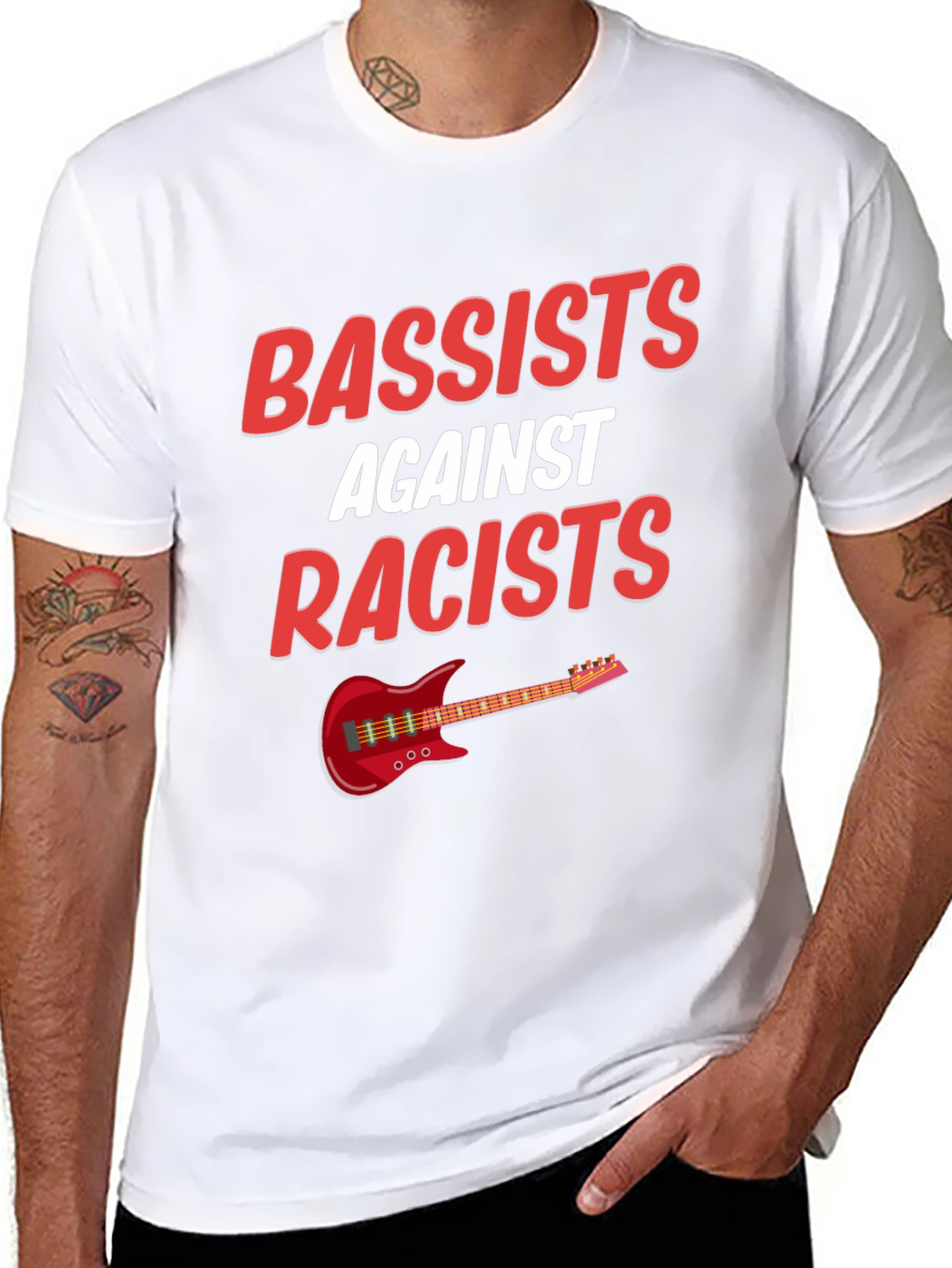 Bassists Against Racists T-Shirt Music Lover Tee
