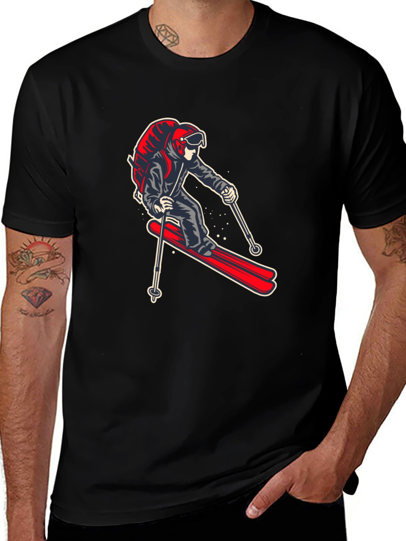 Skier Graphic Tee - Black T-Shirt