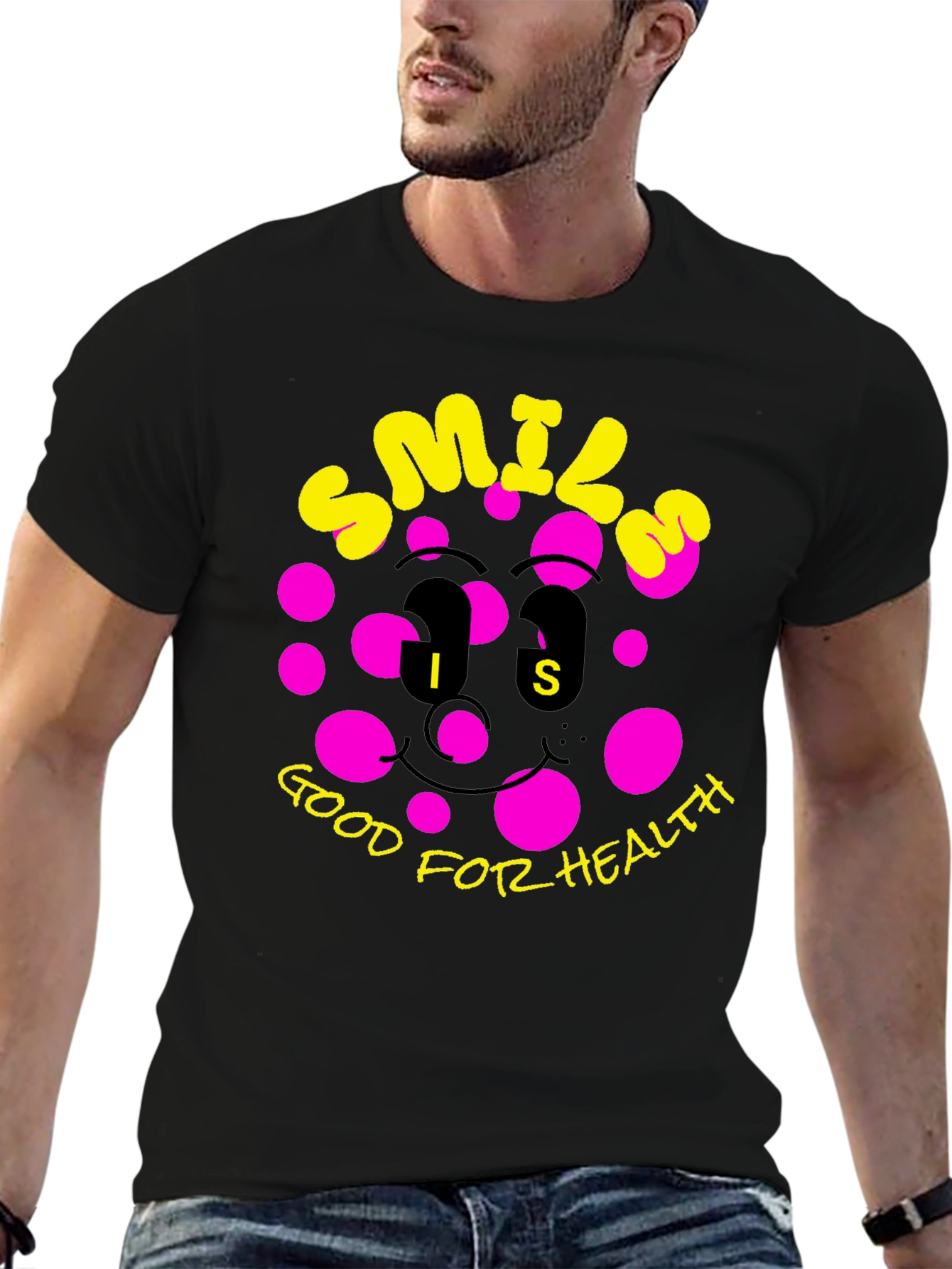 Smile Good for Health Black T-Shirt
