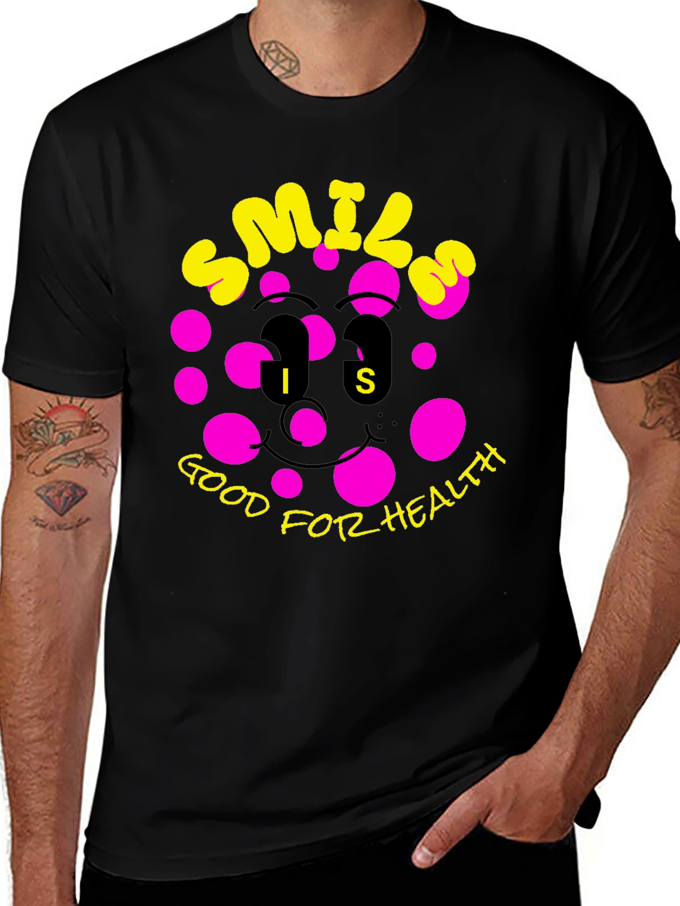 Smile Good for Health Black T-Shirt