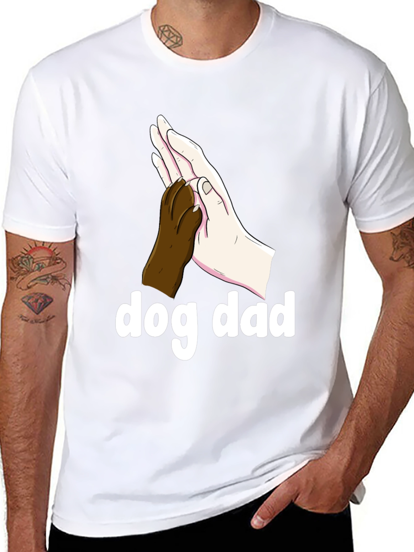 Dog Dad T-Shirt - Paw High Five Design