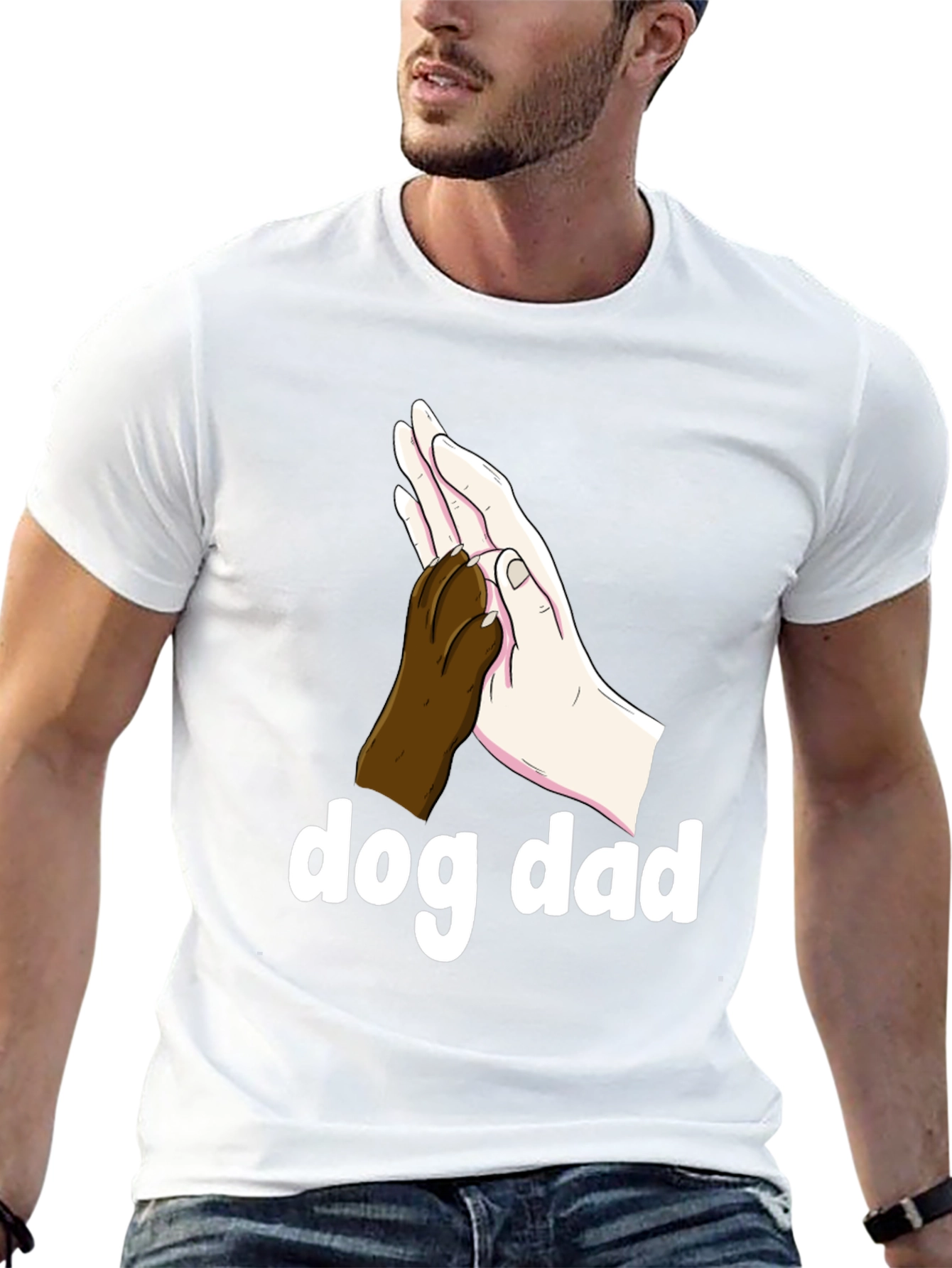 Dog Dad T-Shirt - Paw High Five Design