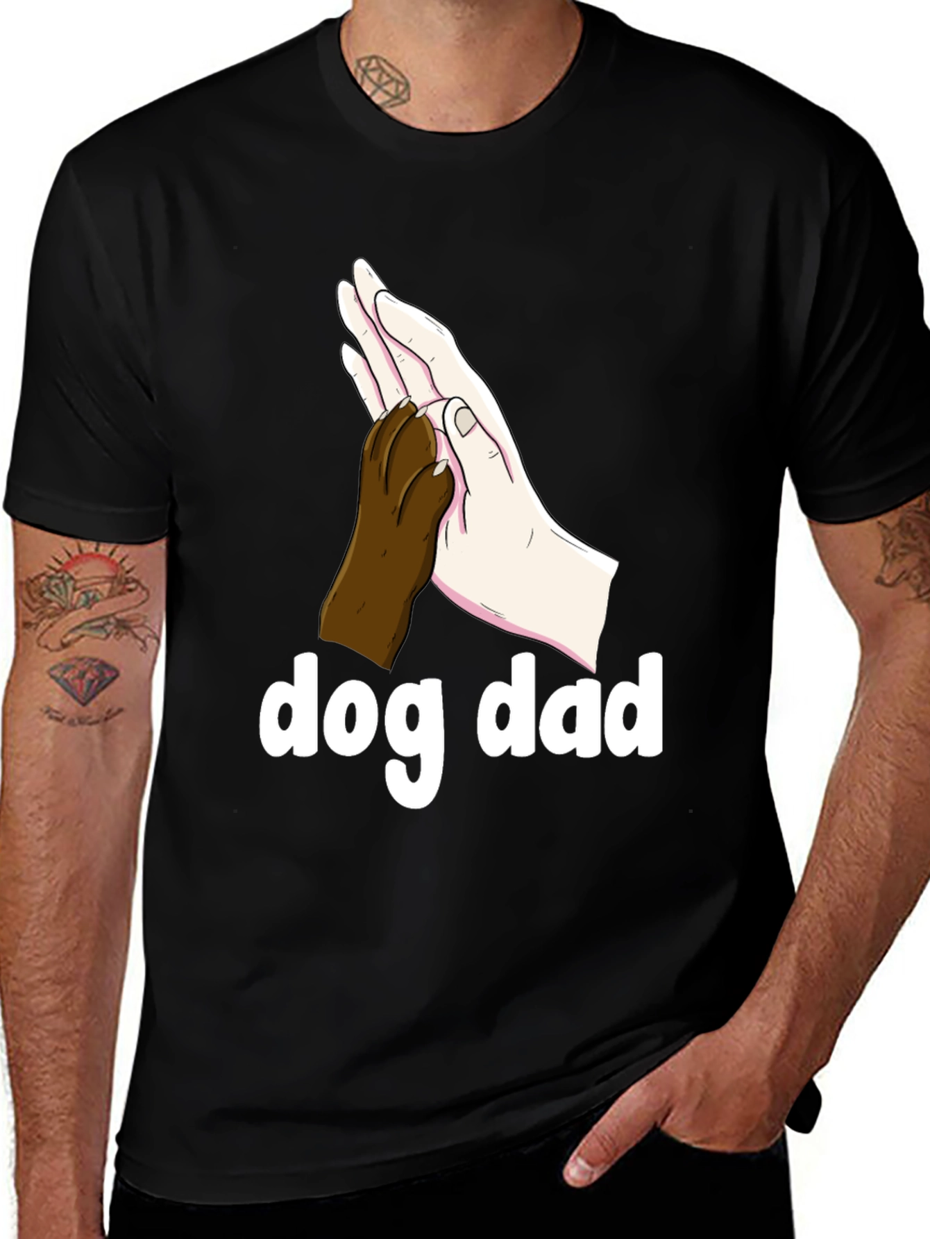 Dog Dad T-Shirt - Paw High Five Design