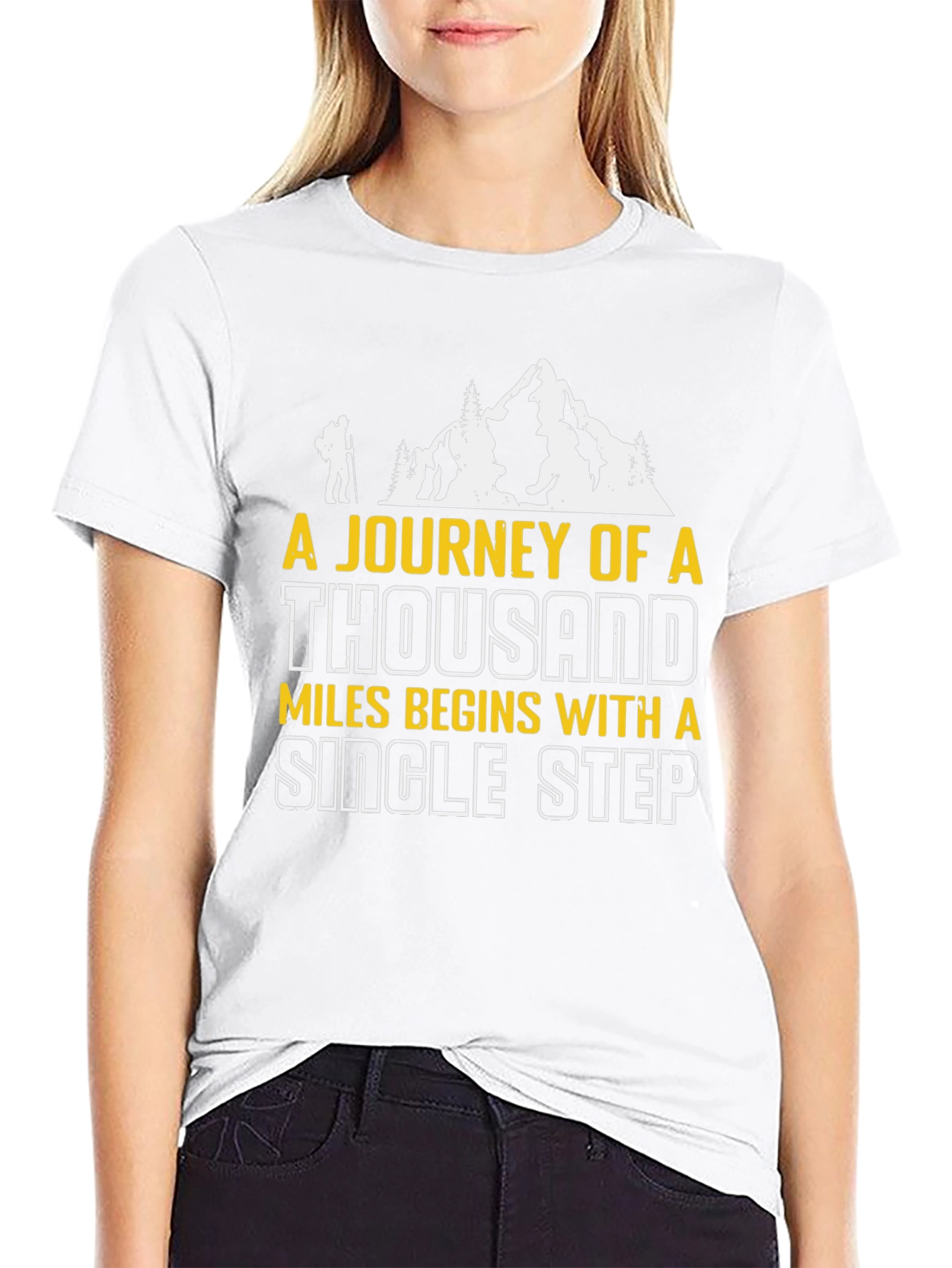 Motivational Hiking T-Shirt - Journey of a Thousand Miles