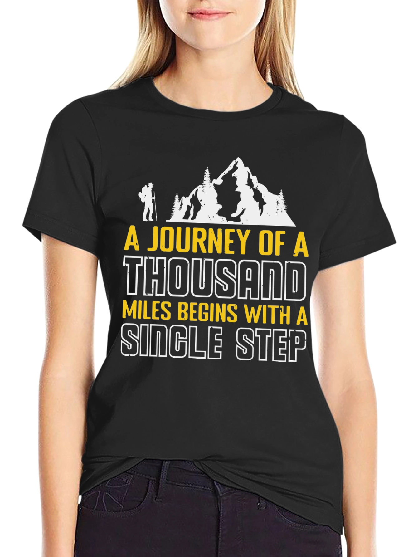 Motivational Hiking T-Shirt - Journey of a Thousand Miles