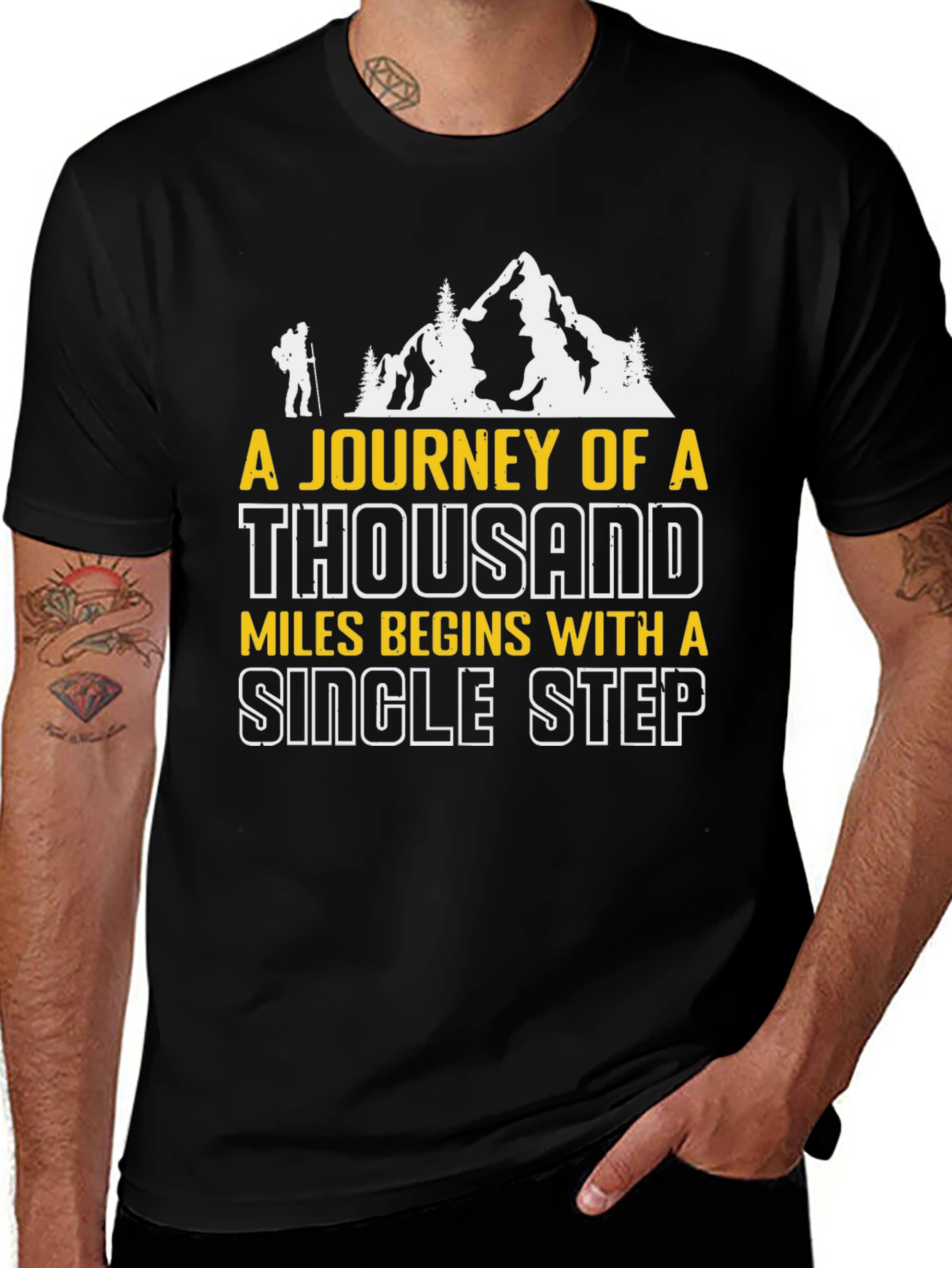 Motivational Hiking T-Shirt - Journey of a Thousand Miles