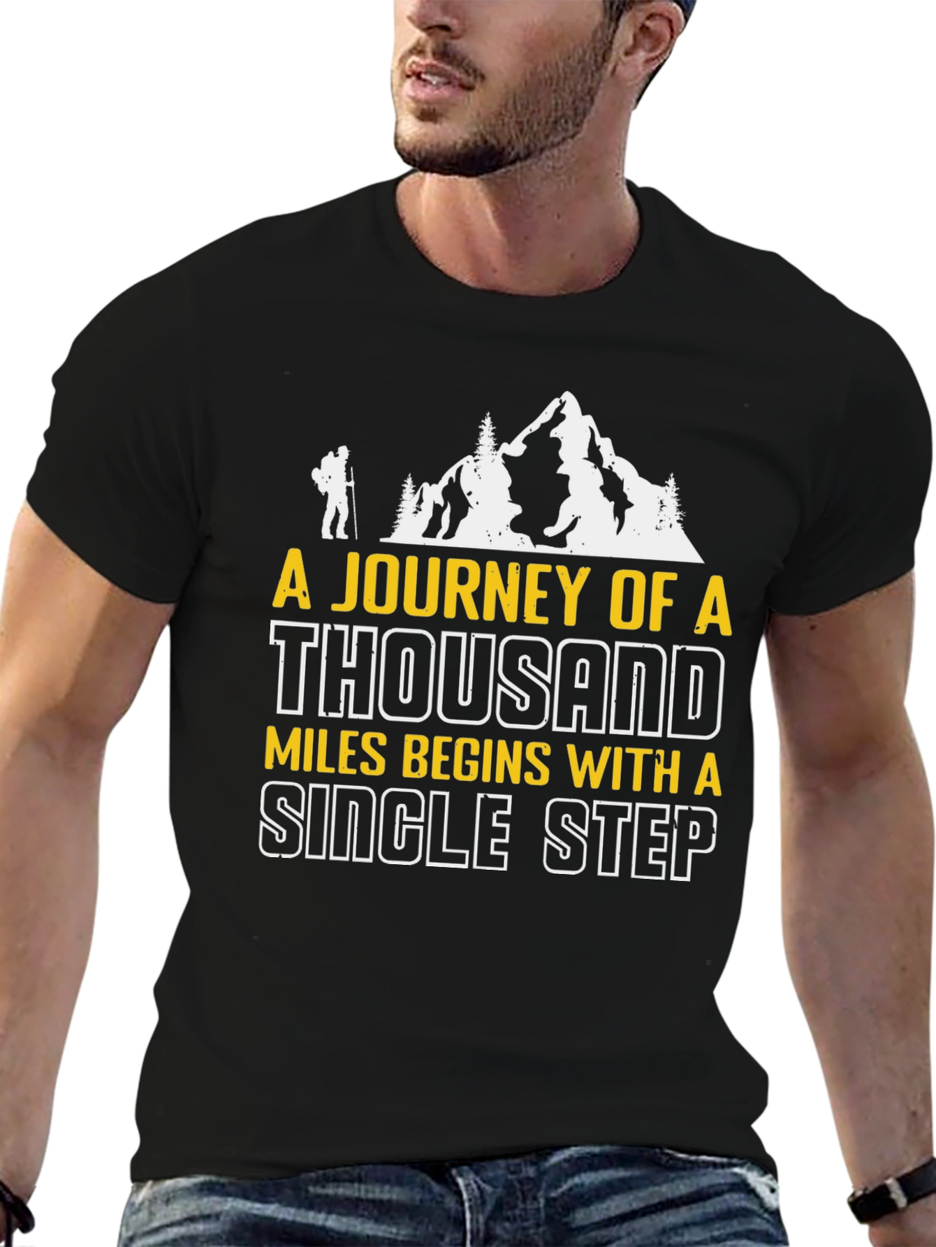 Motivational Hiking T-Shirt - Journey of a Thousand Miles