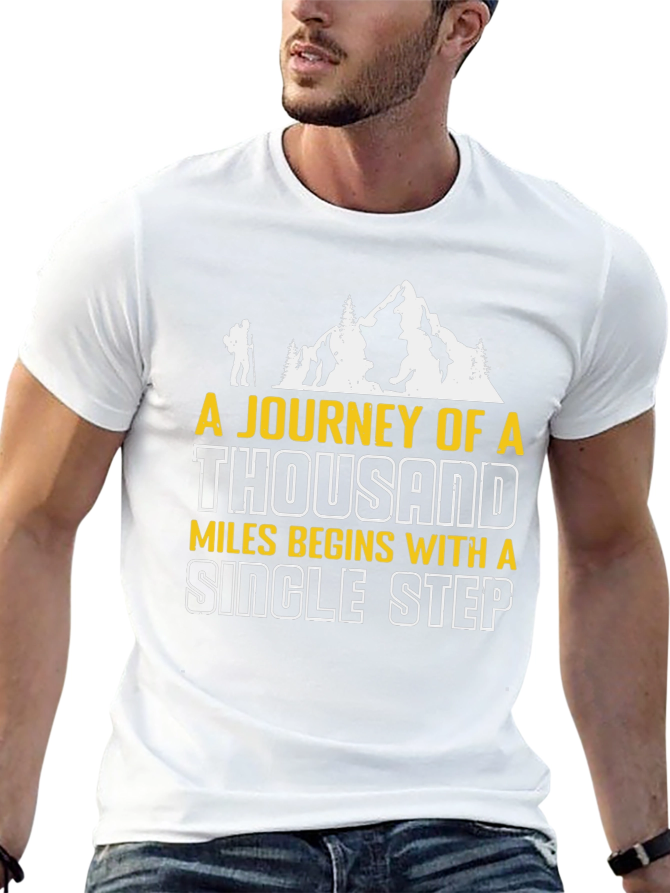 Motivational Hiking T-Shirt - Journey of a Thousand Miles