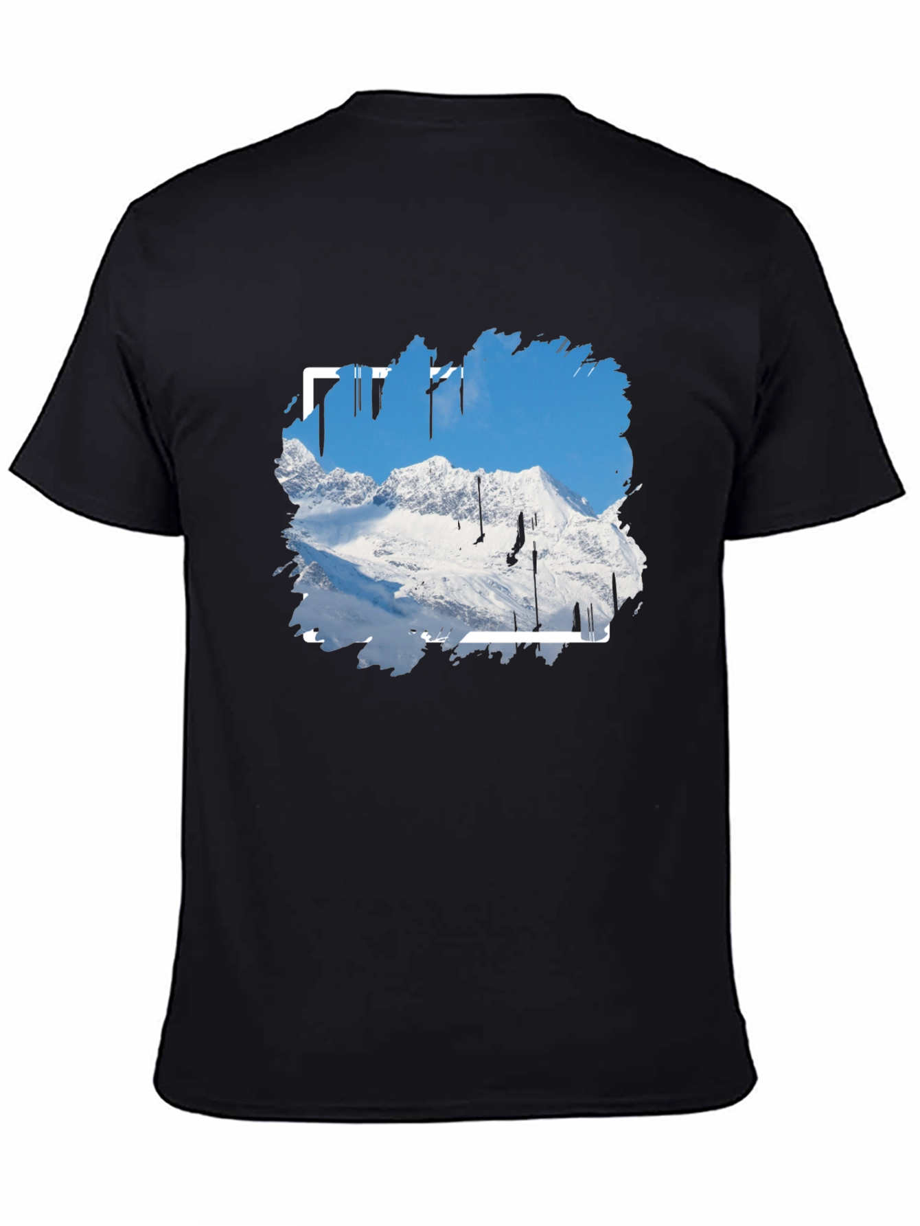 Mountain Scene Graphic Print Black T-Shirt