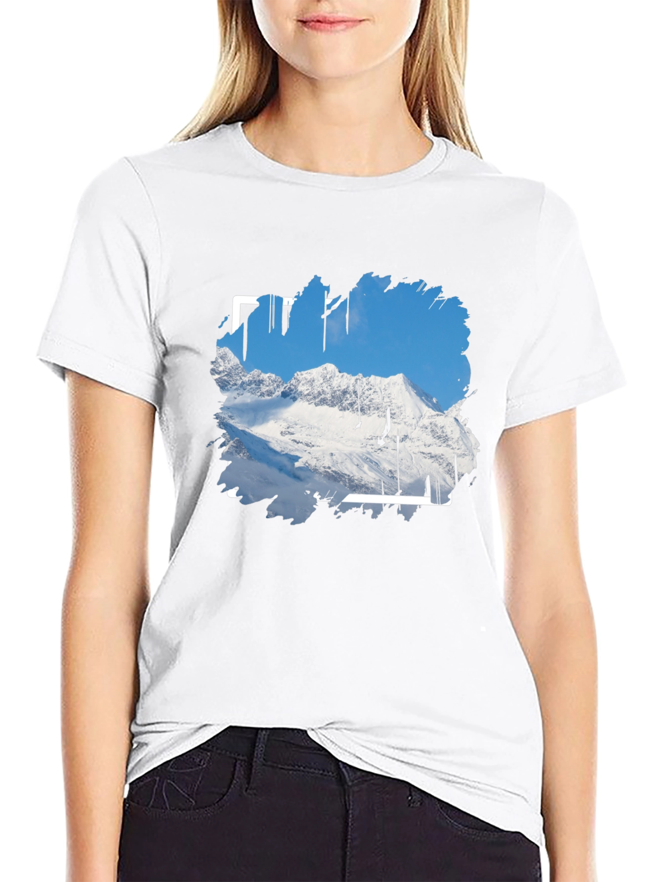 Mountain Scene Graphic Print Black T-Shirt