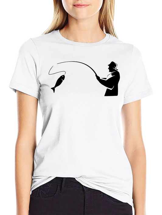 Fishing Graphic Tee - Black Cotton Fisherman T-Shirt
