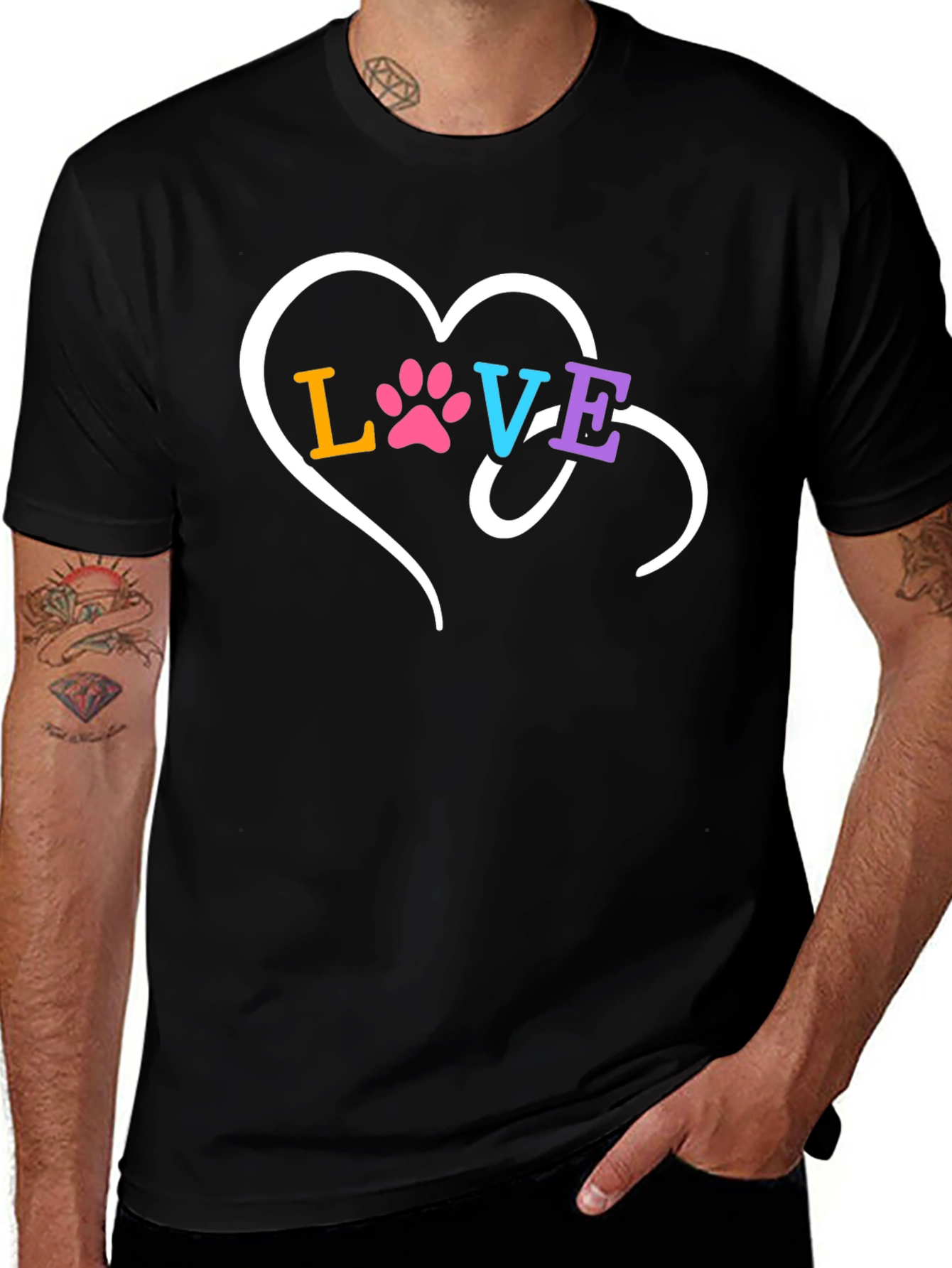 Love Paw Print Heart Graphic T-Shirt