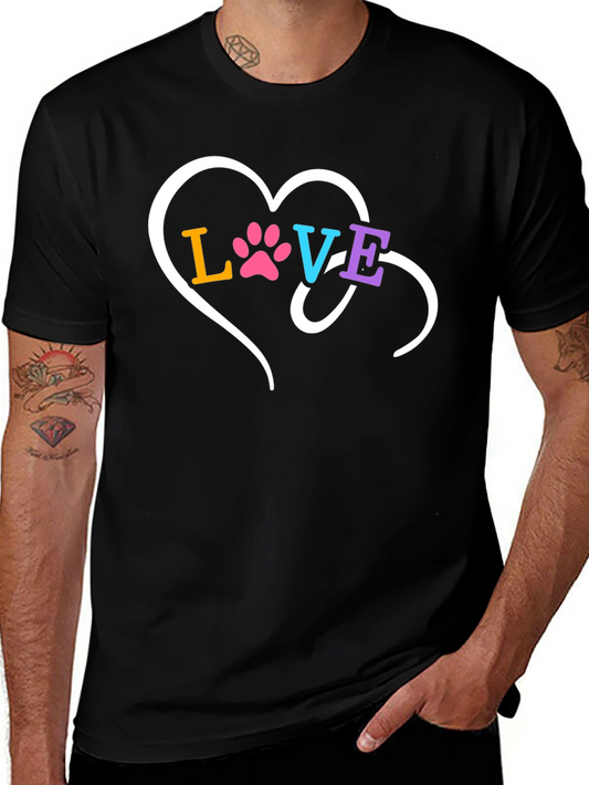 Love Paw Print Heart Graphic T-Shirt