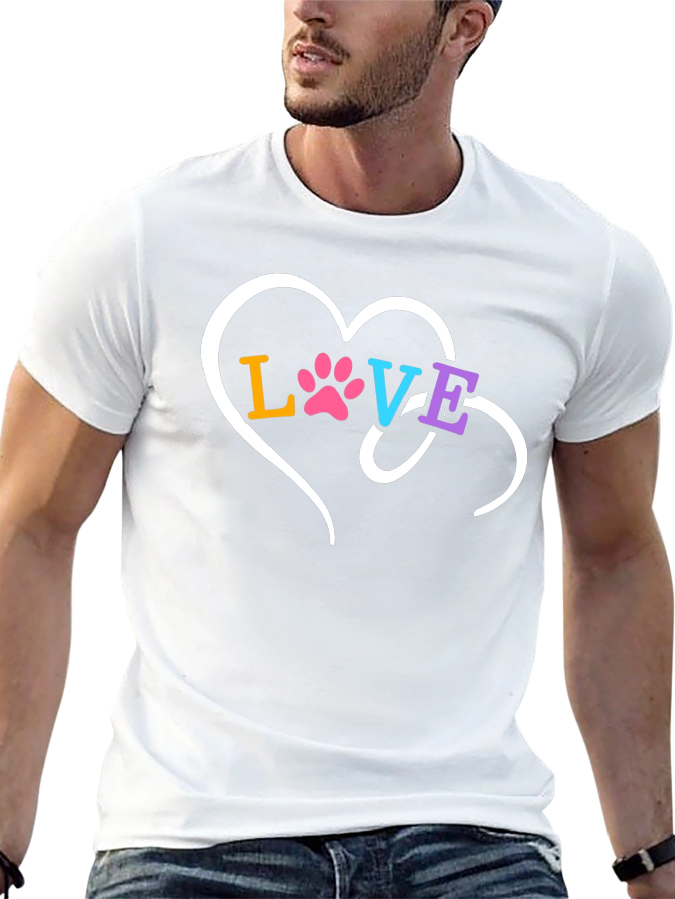 Love Paw Print Heart Graphic T-Shirt