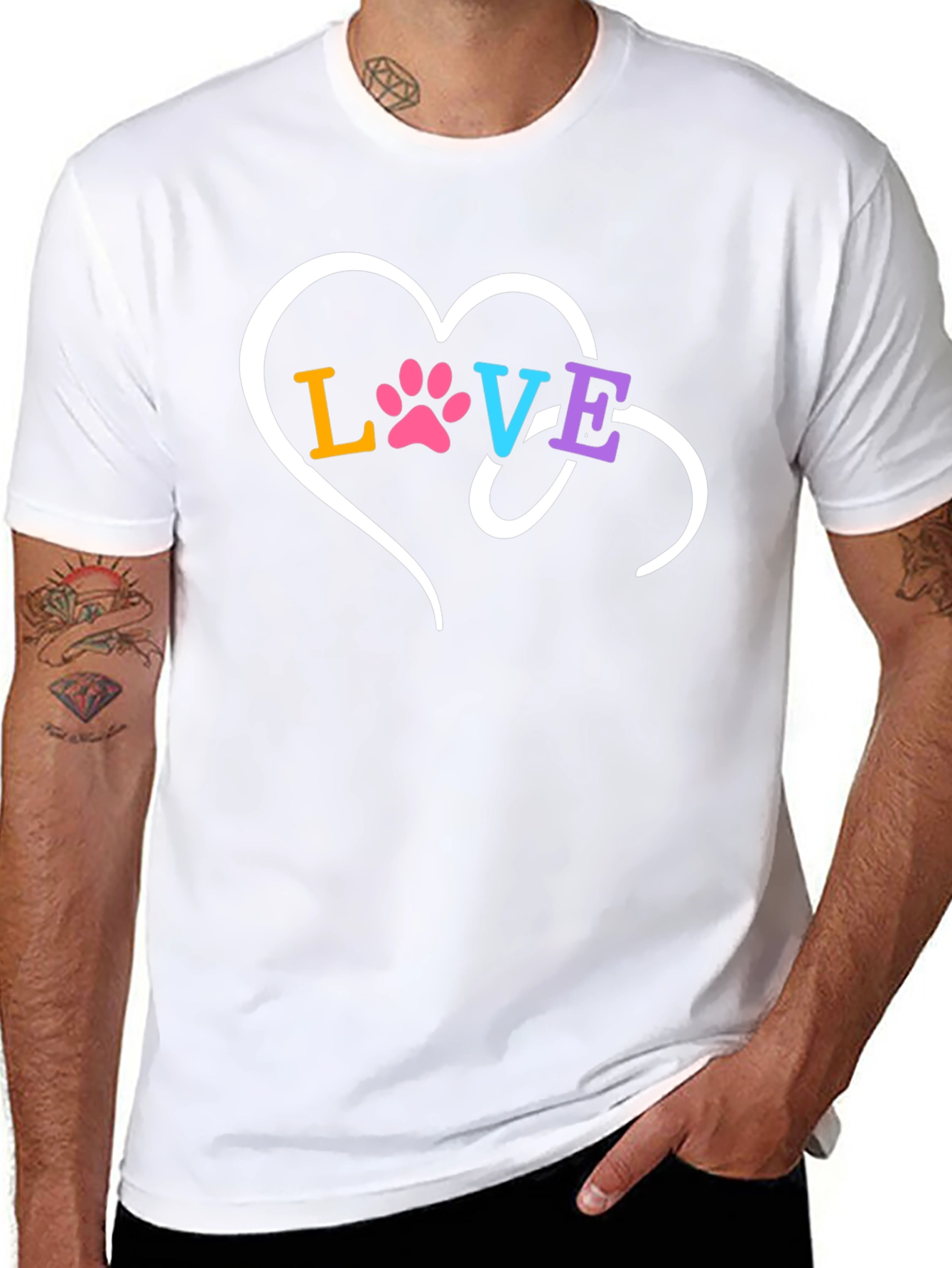 Love Paw Print Heart Graphic T-Shirt