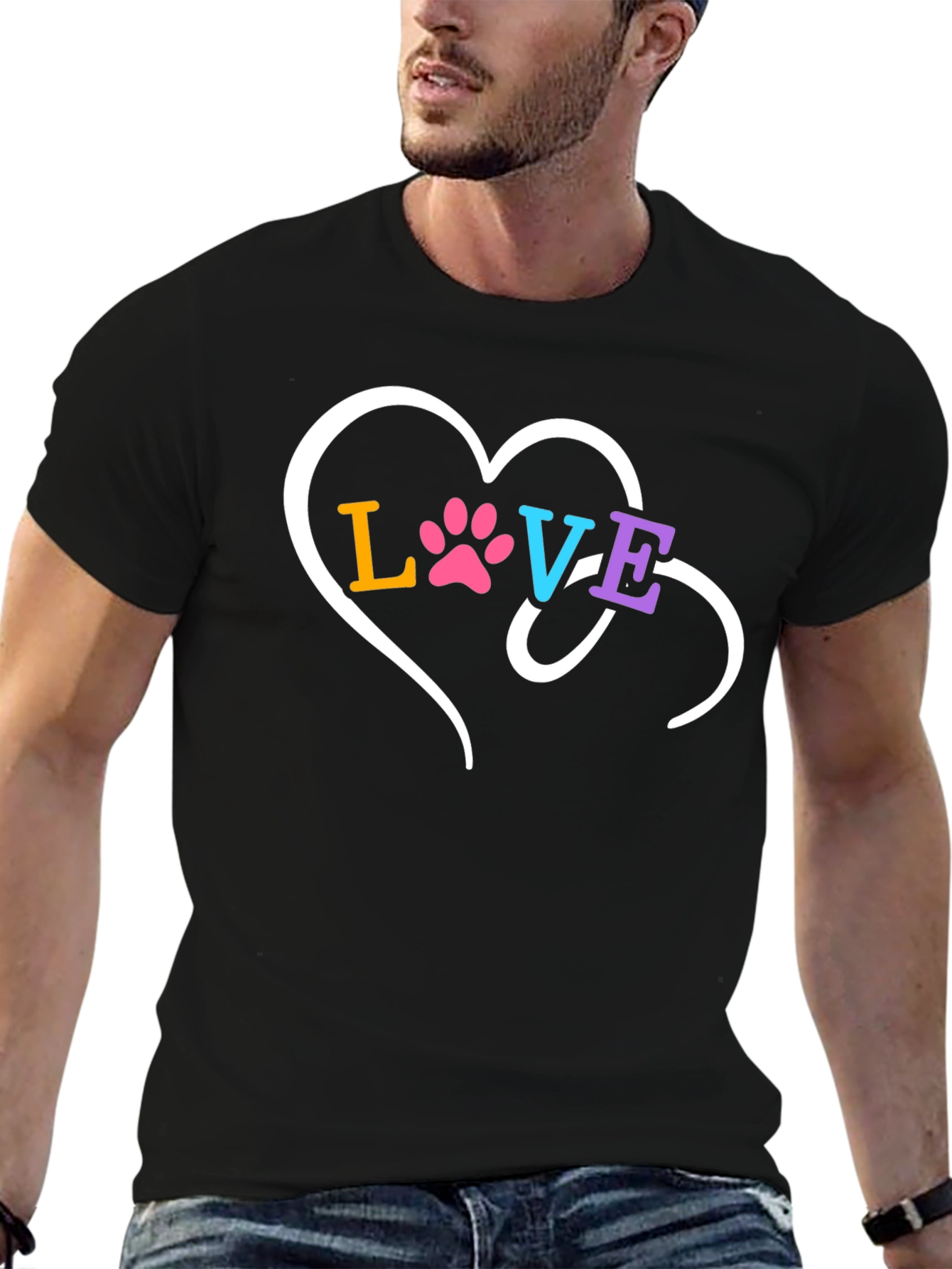 Love Paw Print Heart Graphic T-Shirt