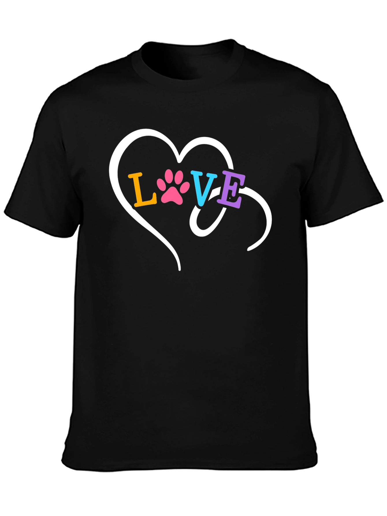 Love Paw Print Heart Graphic T-Shirt