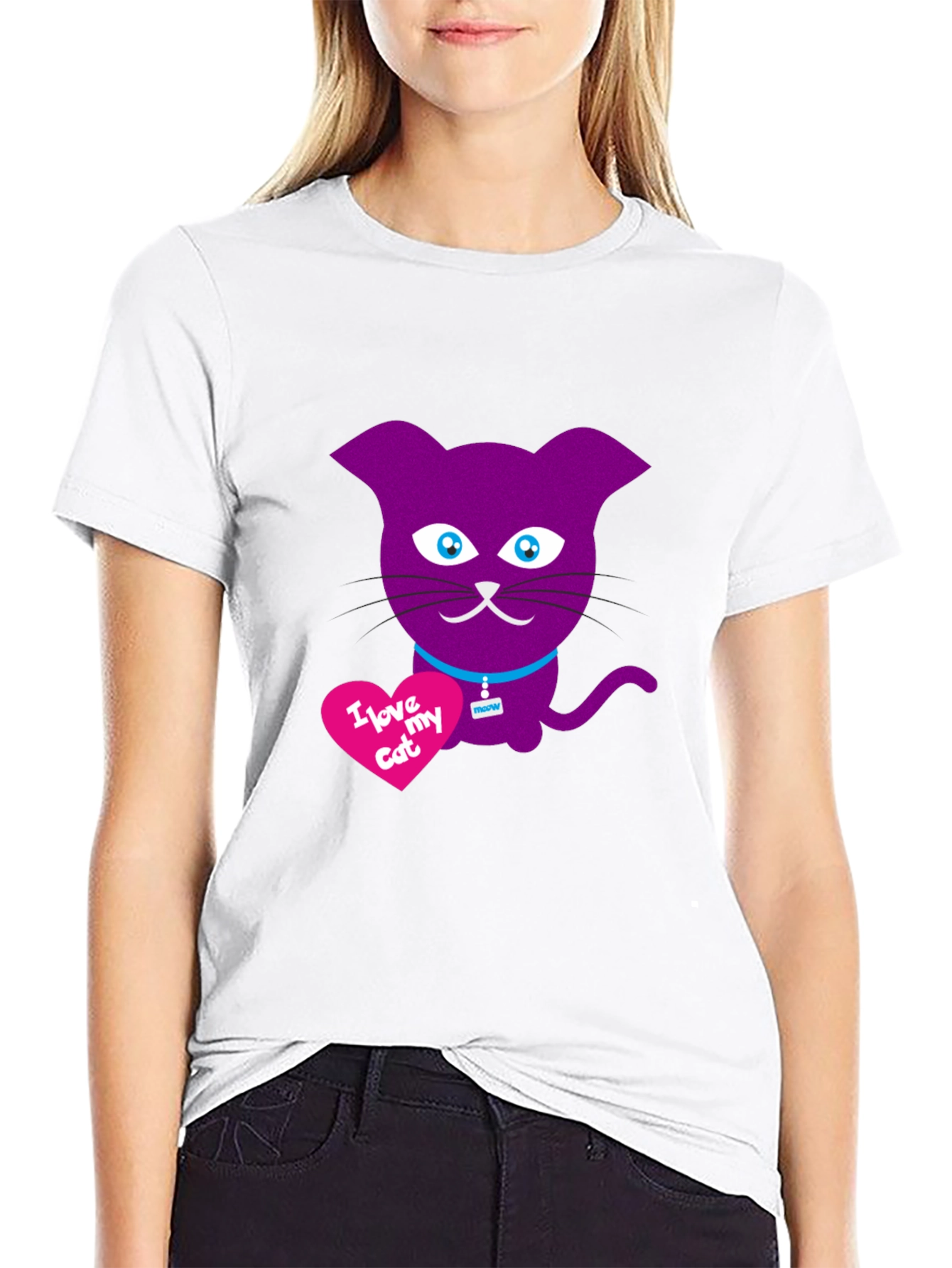 I Love My Cat T-Shirt - Purple Cat Design