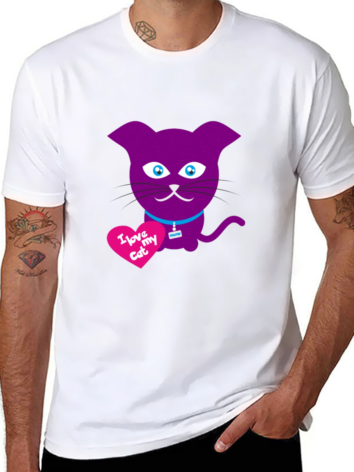 I Love My Cat T-Shirt - Purple Cat Design
