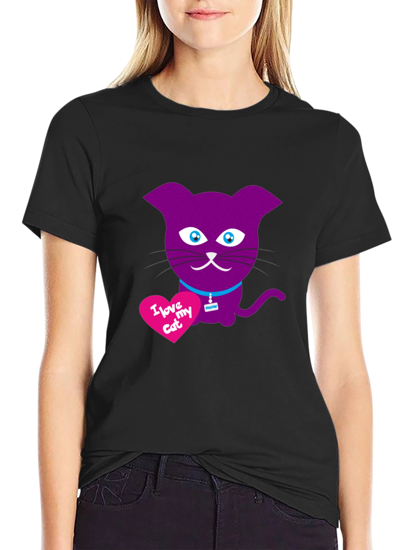 I Love My Cat T-Shirt - Purple Cat Design