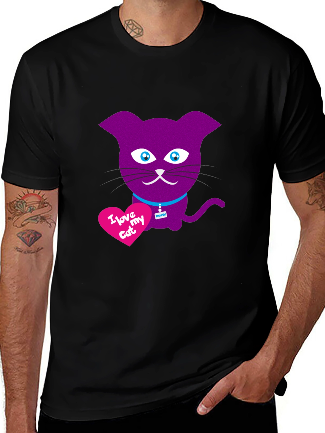 I Love My Cat T-Shirt - Purple Cat Design