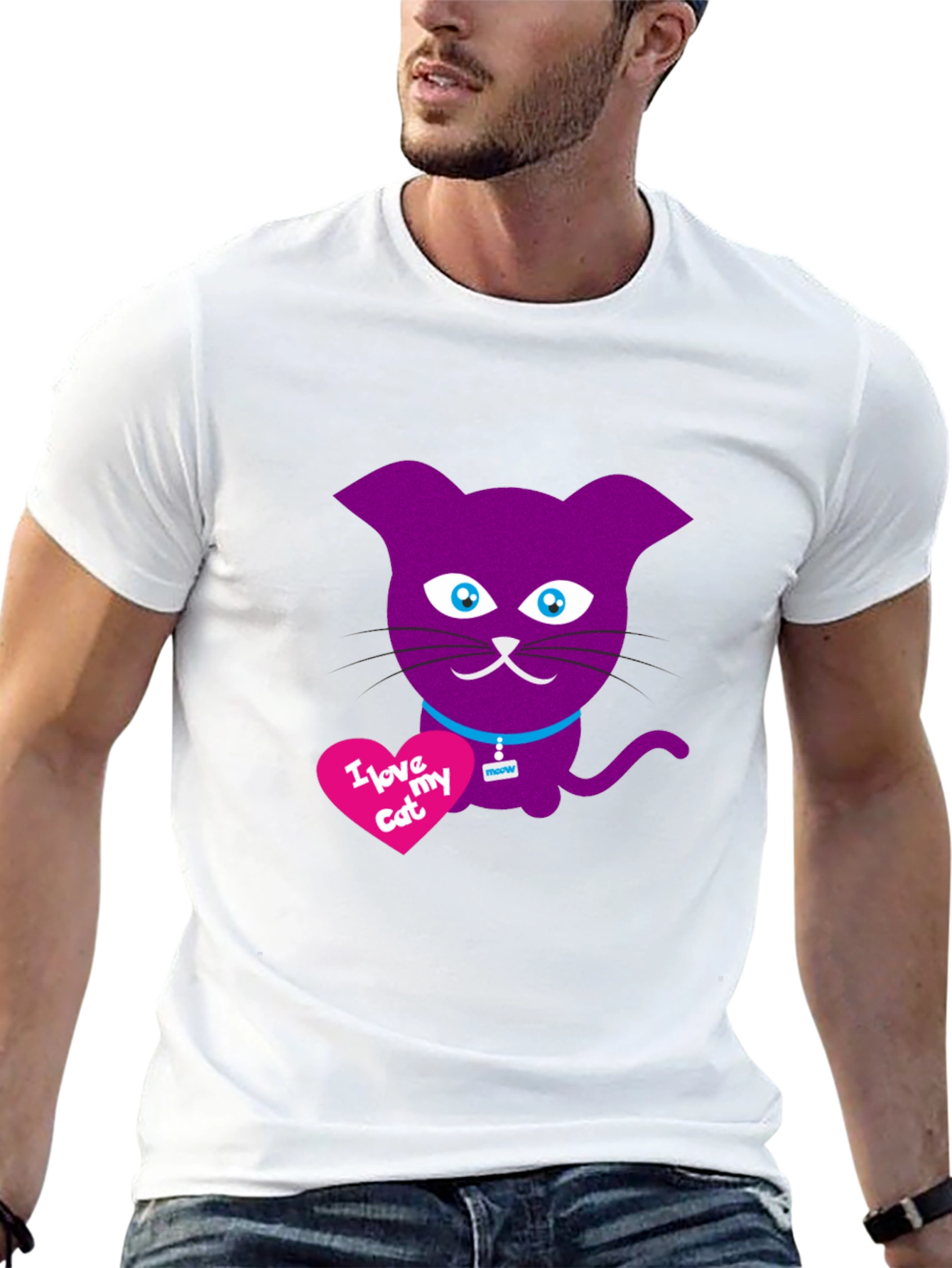 I Love My Cat T-Shirt - Purple Cat Design