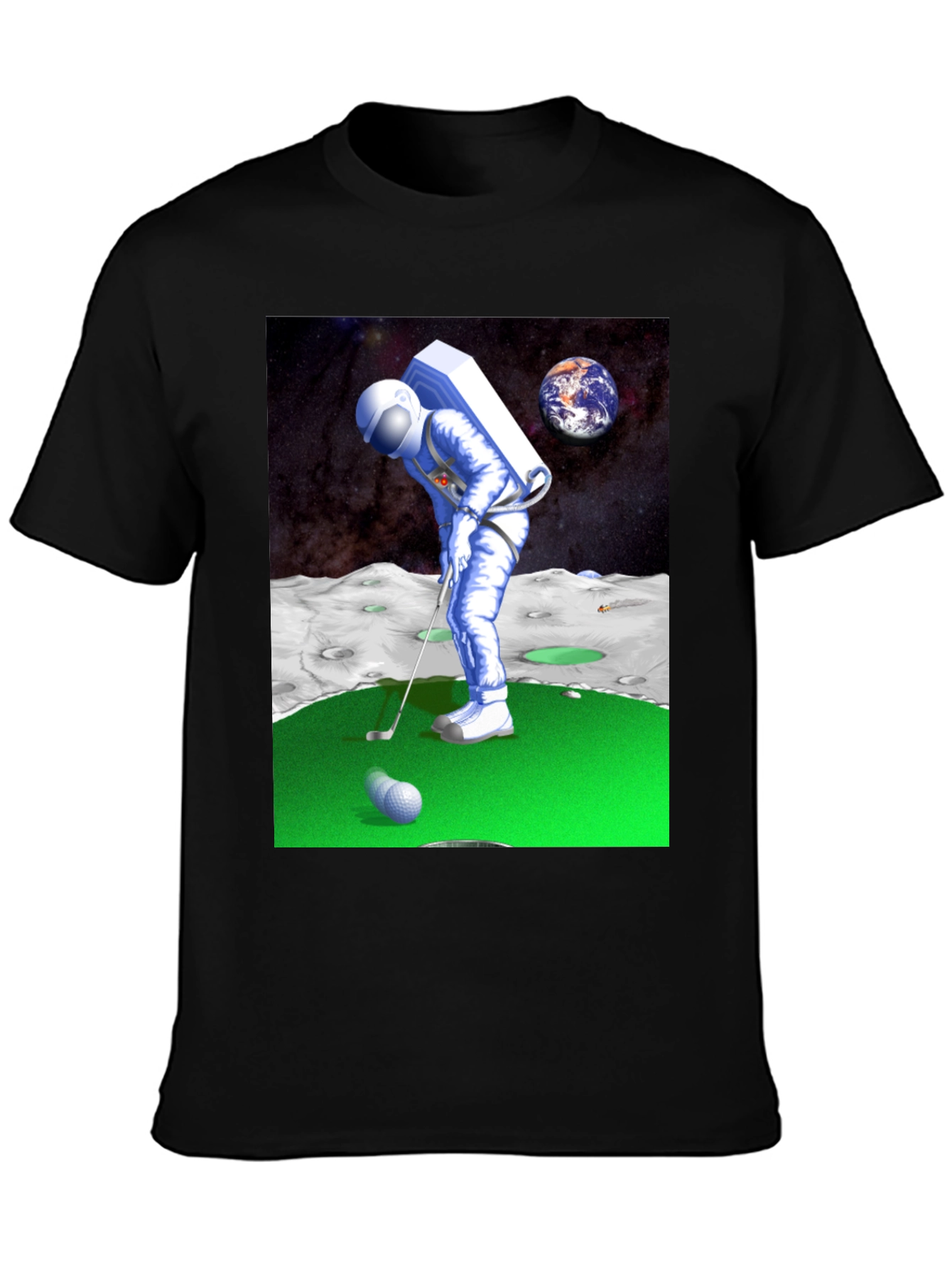 Astronaut Golfing on the Moon T-Shirt - Novelty Tee