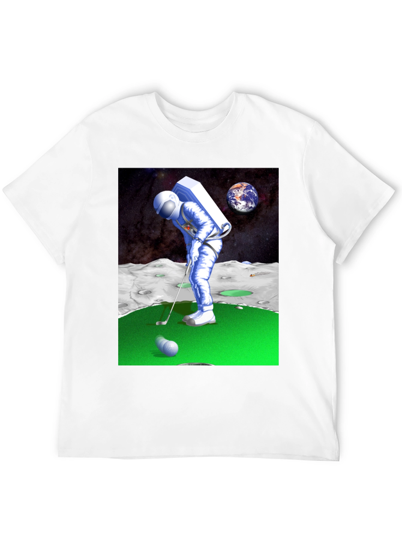 Astronaut Golfing on the Moon T-Shirt - Novelty Tee
