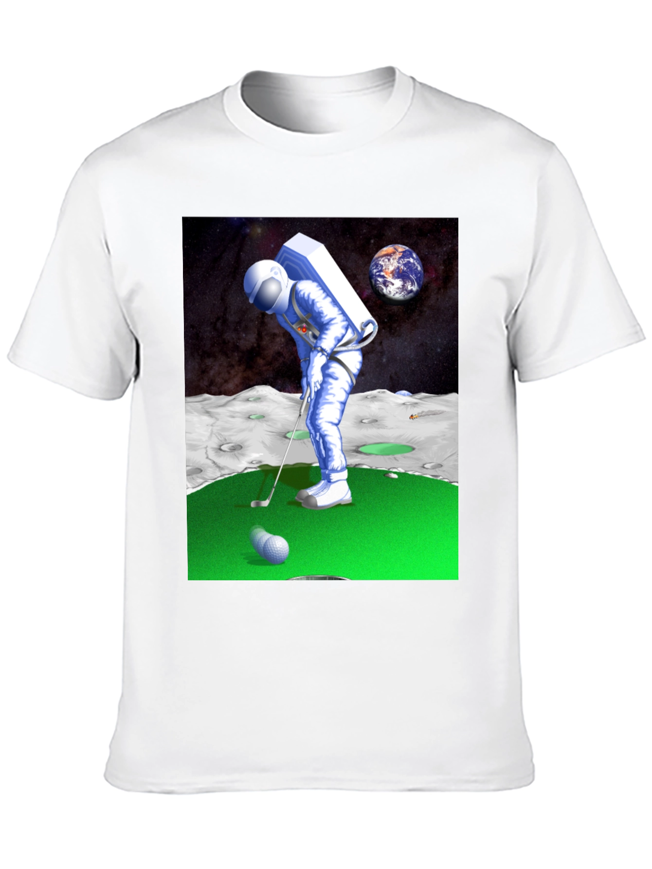 Astronaut Golfing on the Moon T-Shirt - Novelty Tee