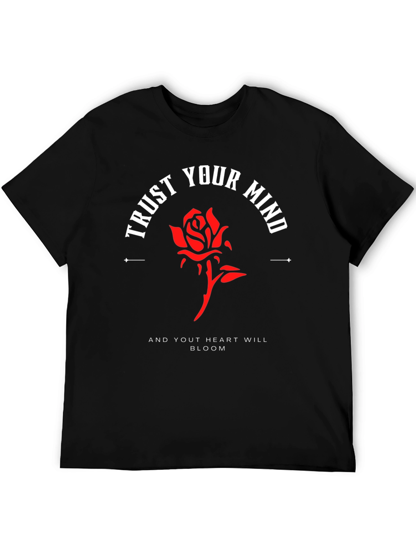 Trust Your Mind Rose Graphic Tee - Black