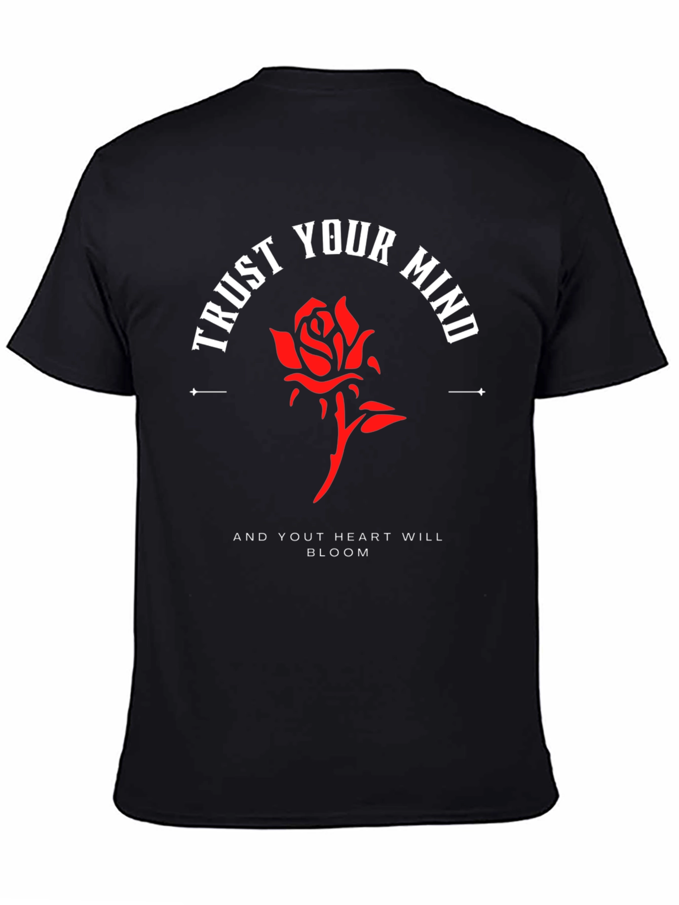 Trust Your Mind Rose Graphic Tee - Black