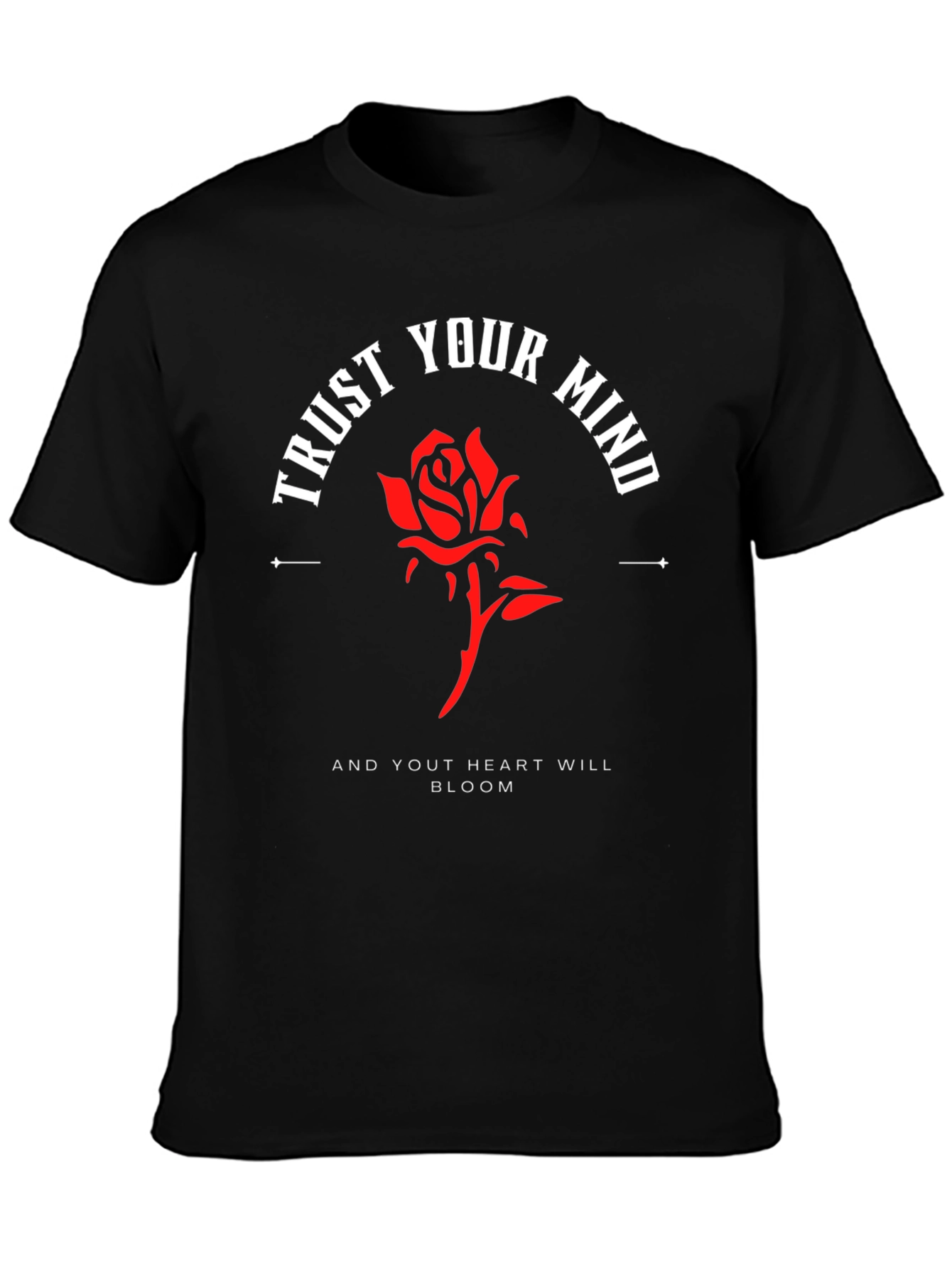 Trust Your Mind Rose Graphic Tee - Black