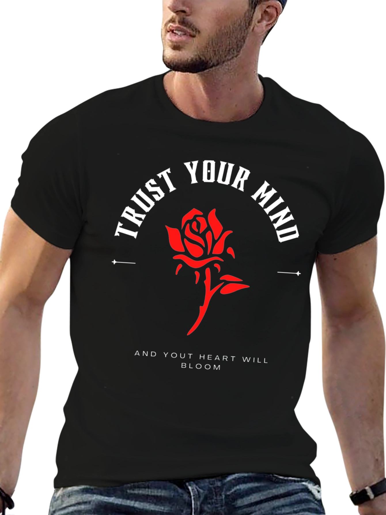 Trust Your Mind Rose Graphic Tee - Black