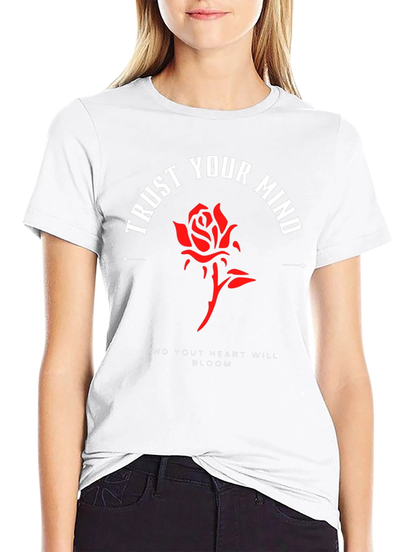 Trust Your Mind Rose Graphic Tee - Black