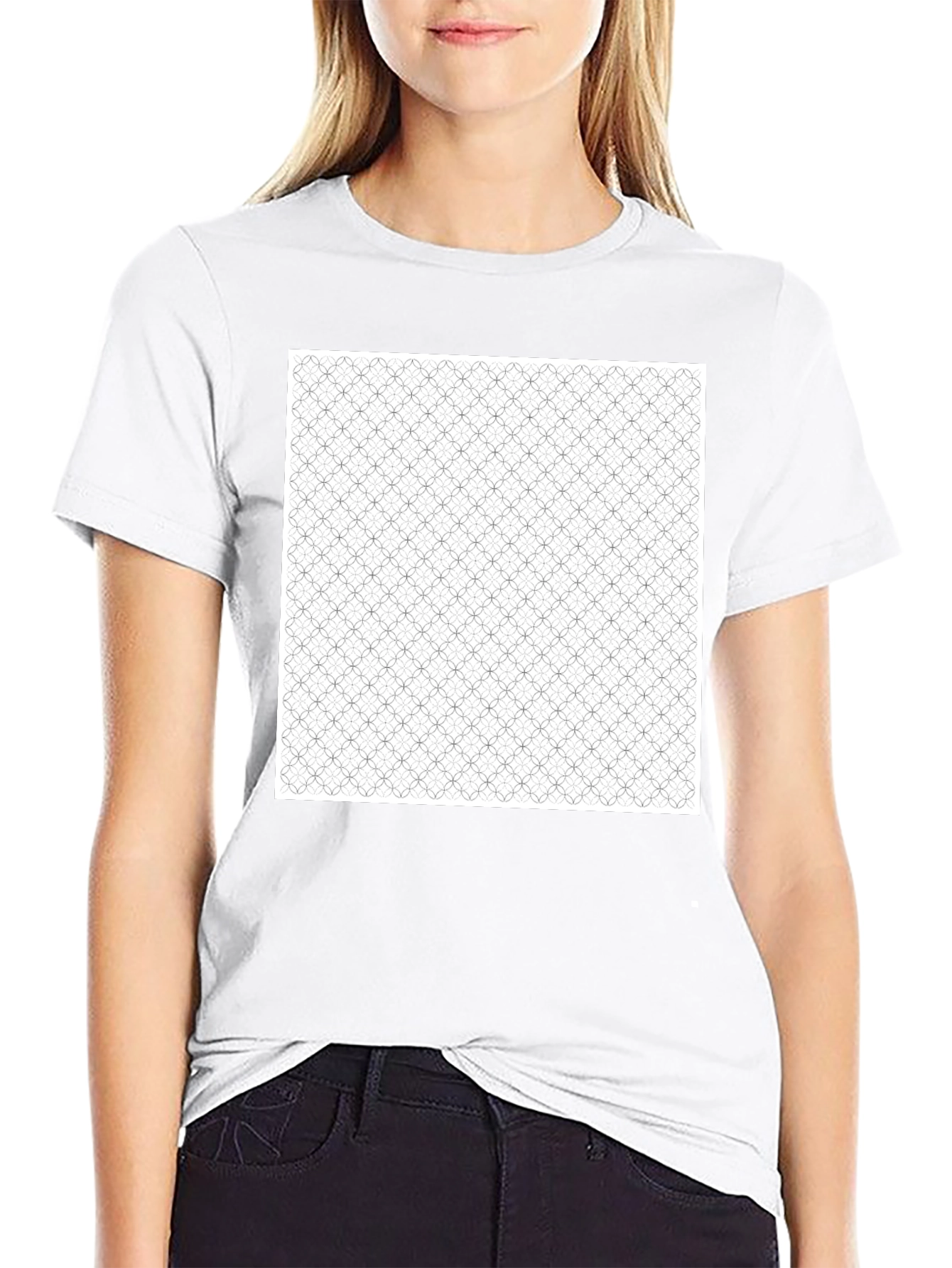 Geometric Print Black Tee