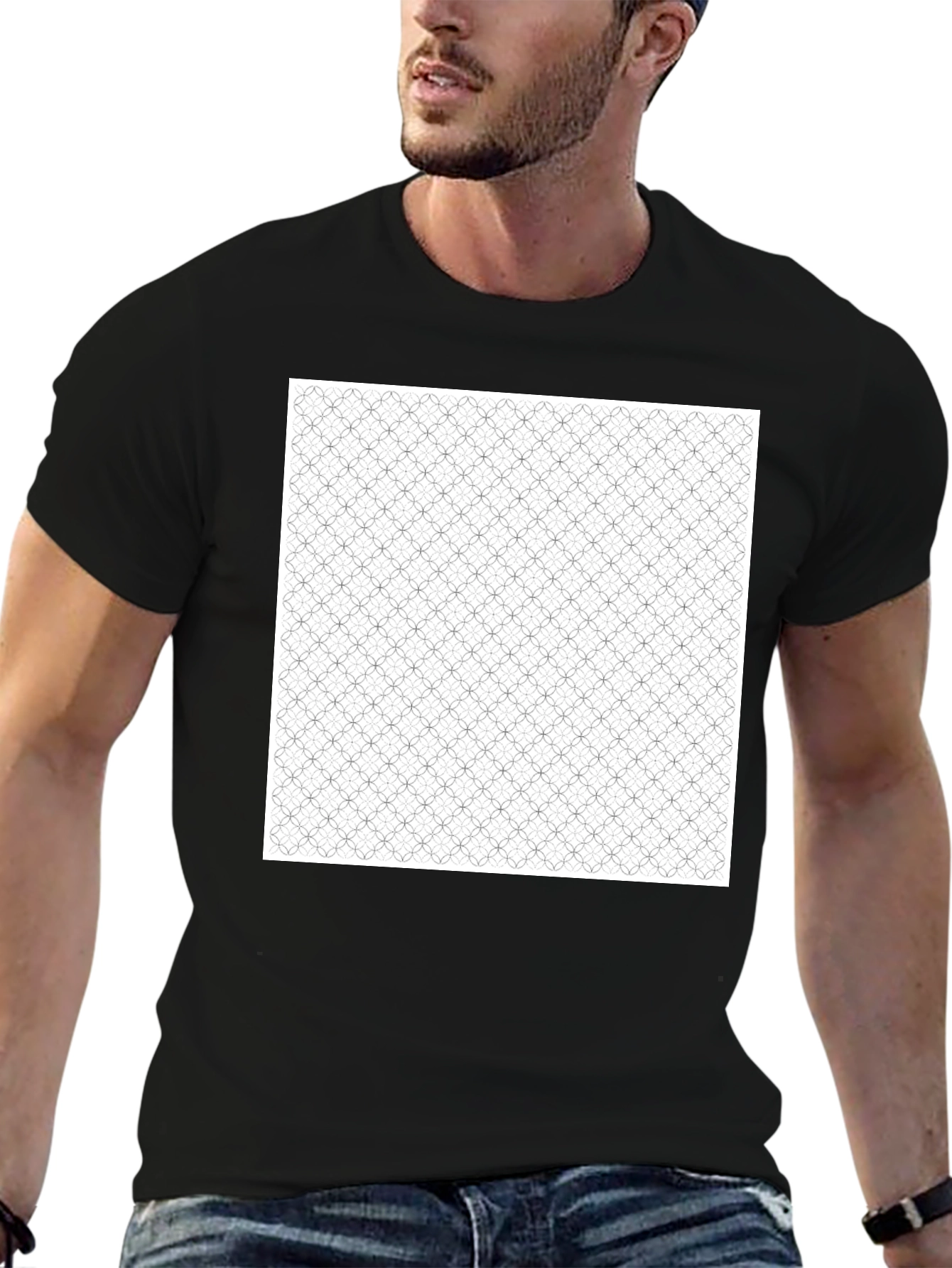 Geometric Print Black Tee