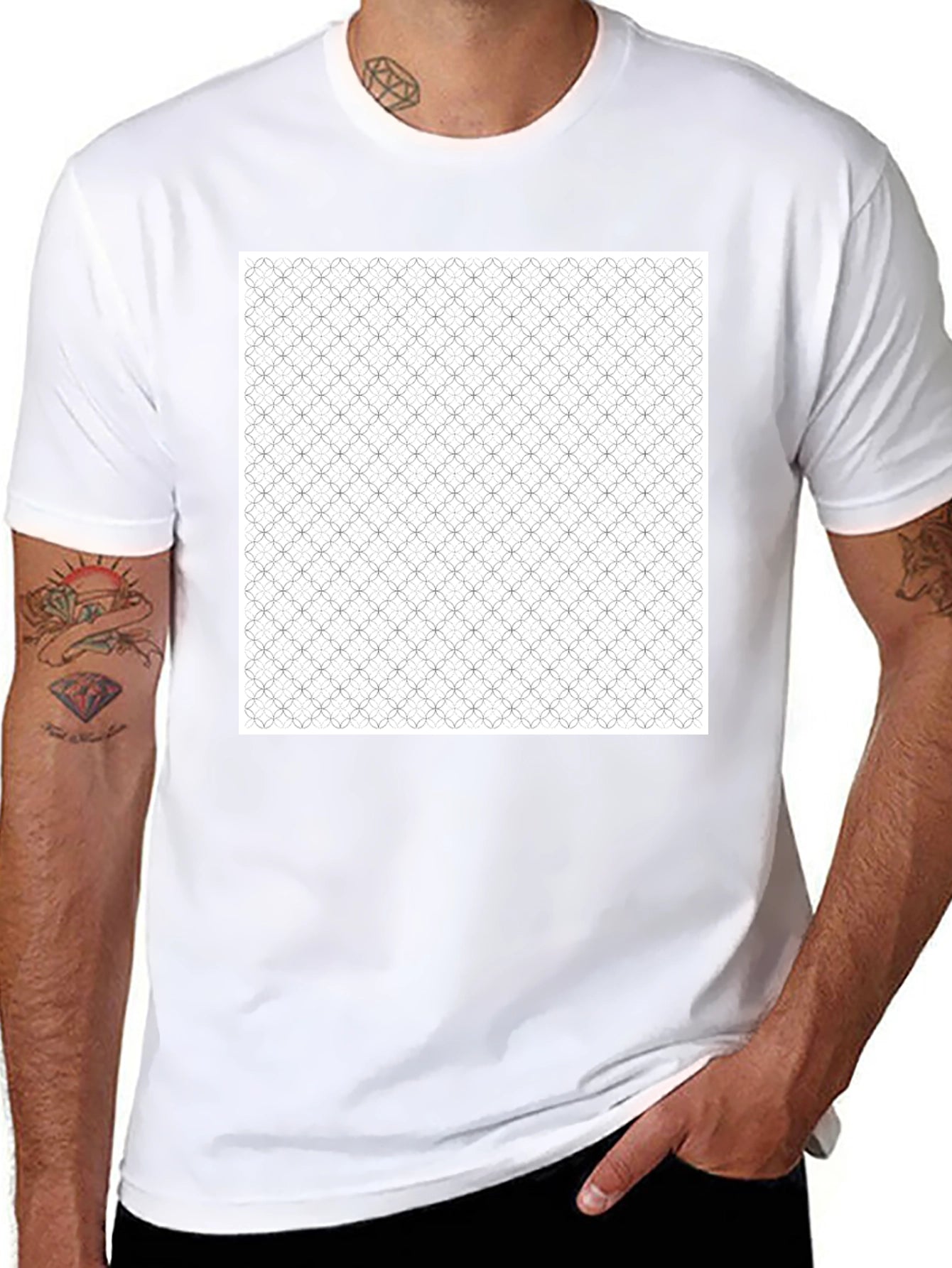 Geometric Print Black Tee