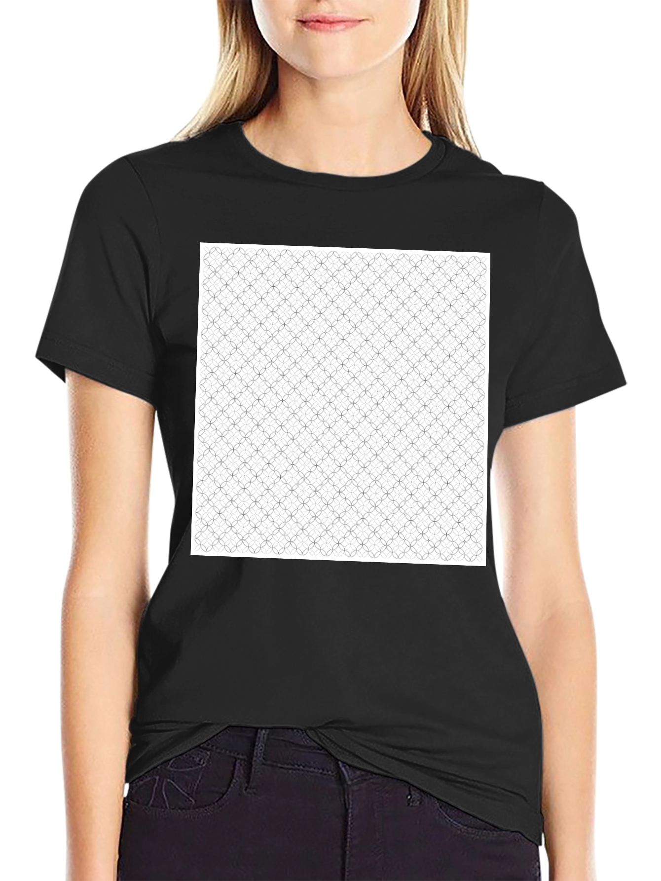 Geometric Print Black Tee