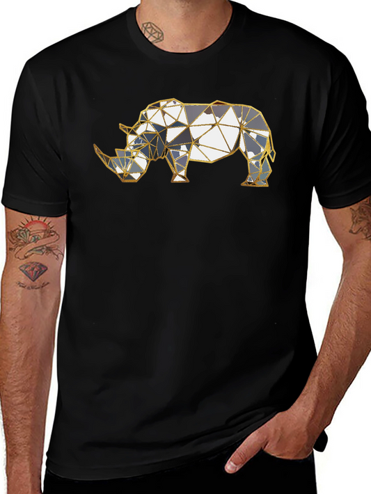 Geometric Rhino Graphic Tee - Modern Style