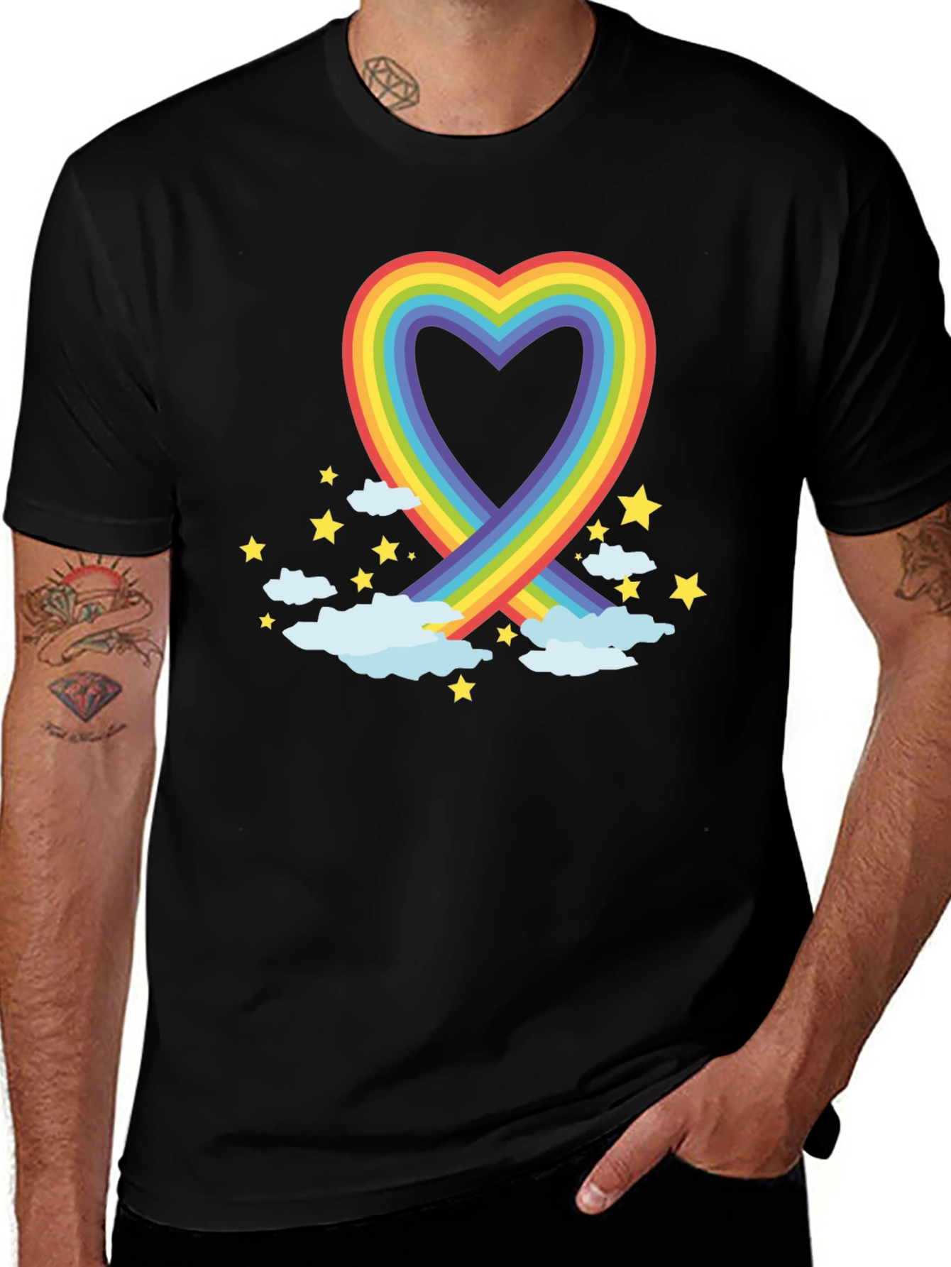 Rainbow Heart Graphic Tee - Soft Cotton Blend