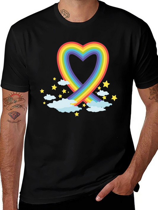 Rainbow Heart Graphic Tee - Soft Cotton Blend