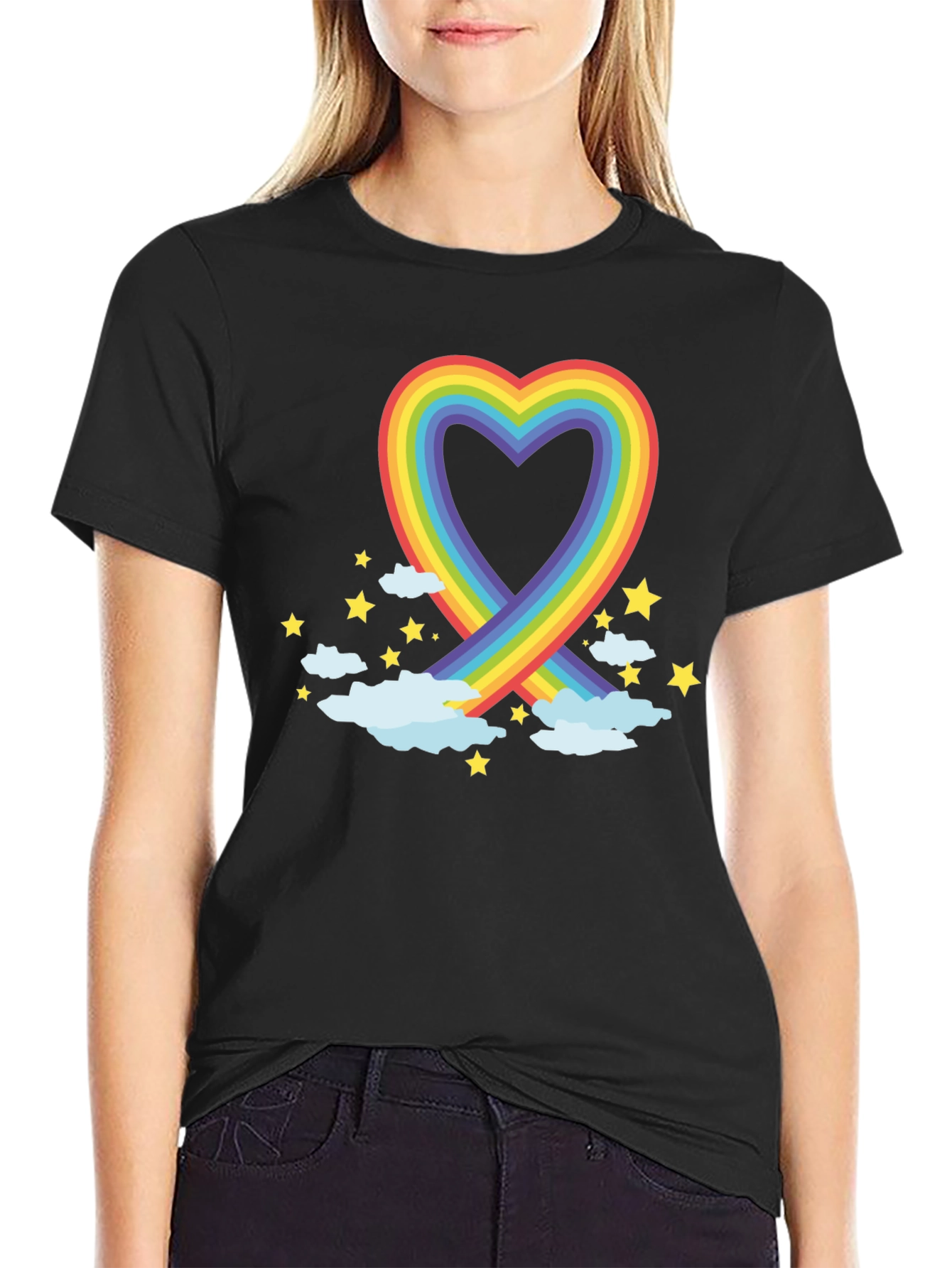 Rainbow Heart Graphic Tee - Soft Cotton Blend