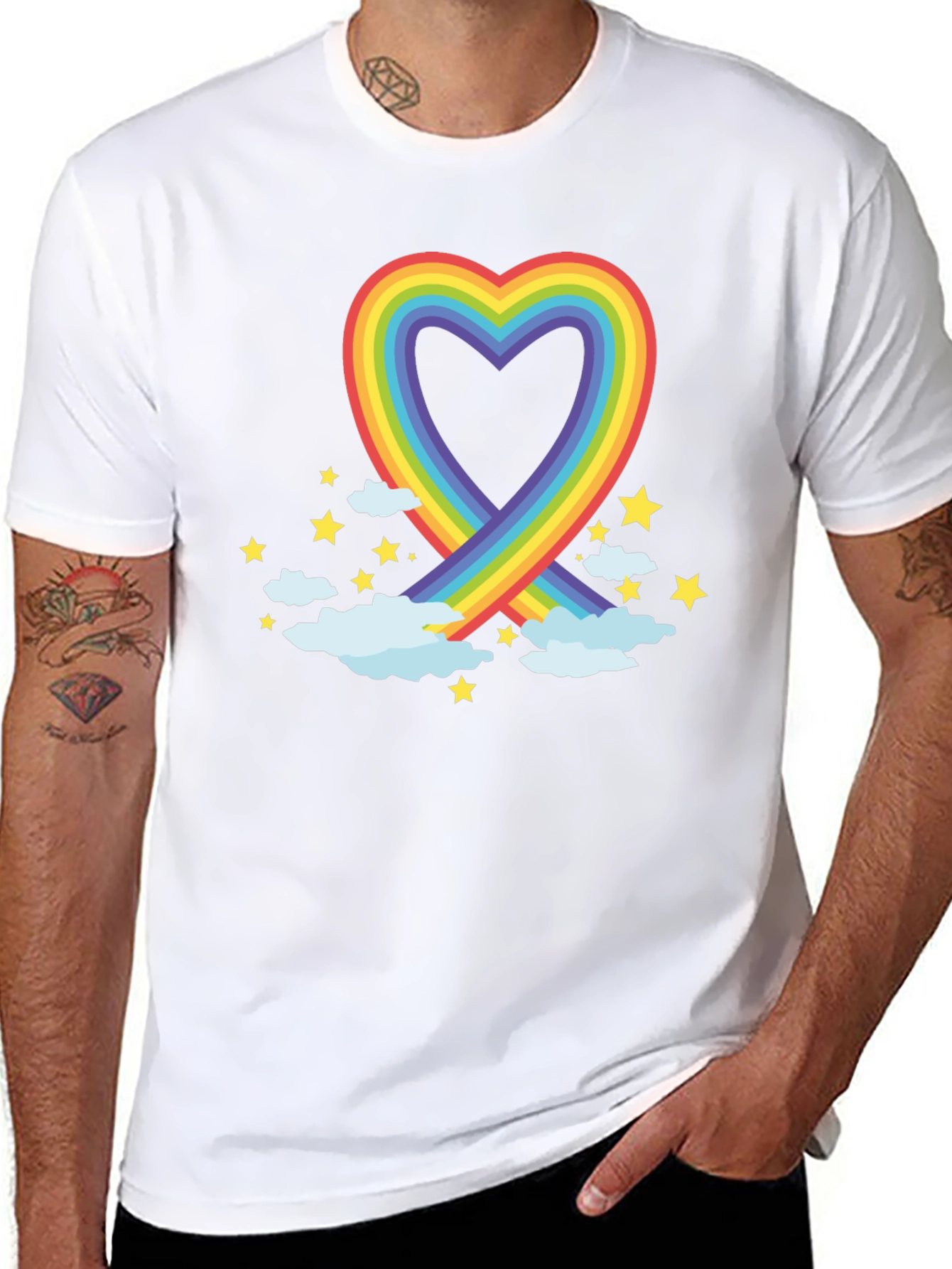 Rainbow Heart Graphic Tee - Soft Cotton Blend