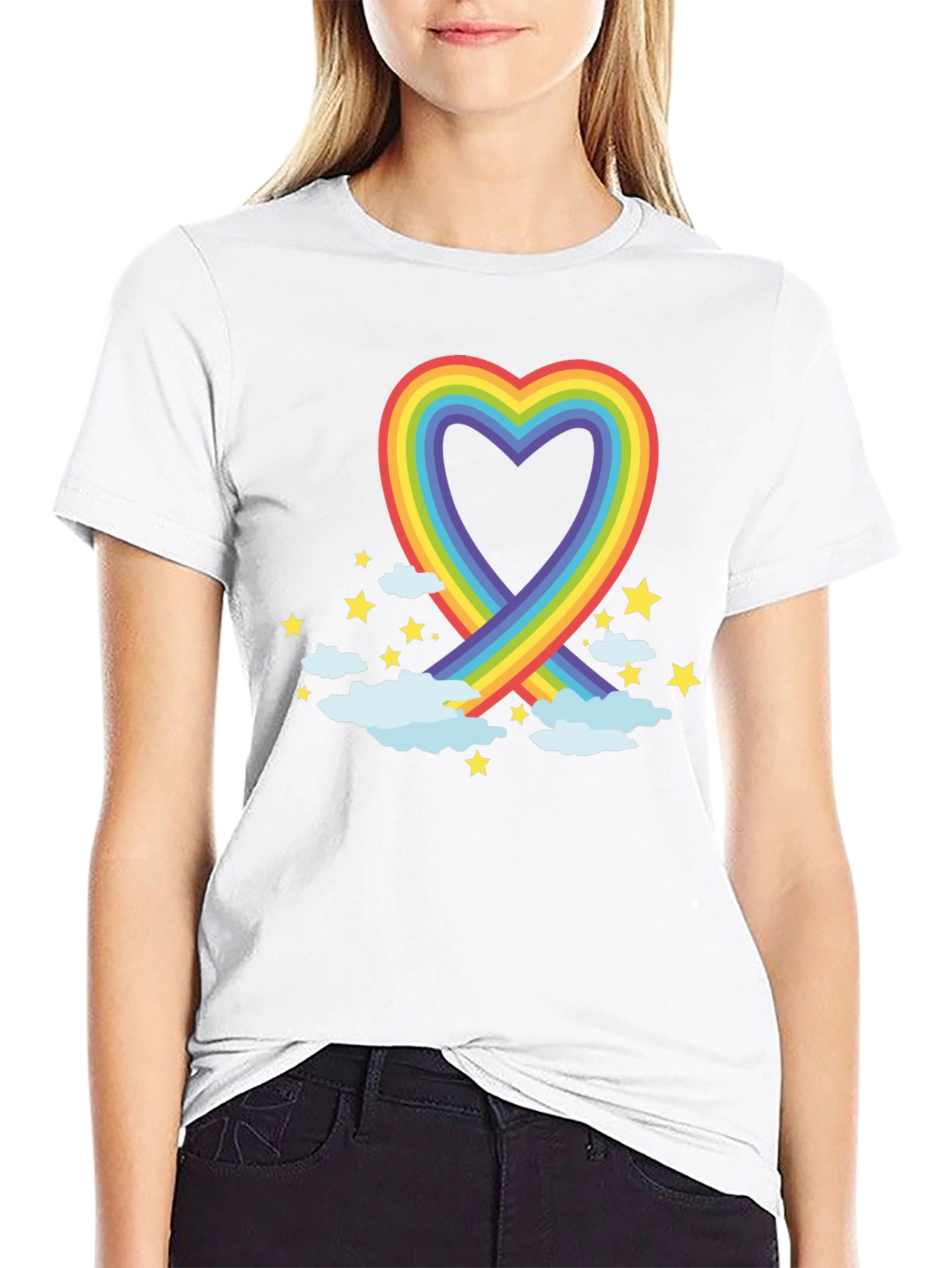 Rainbow Heart Graphic Tee - Soft Cotton Blend